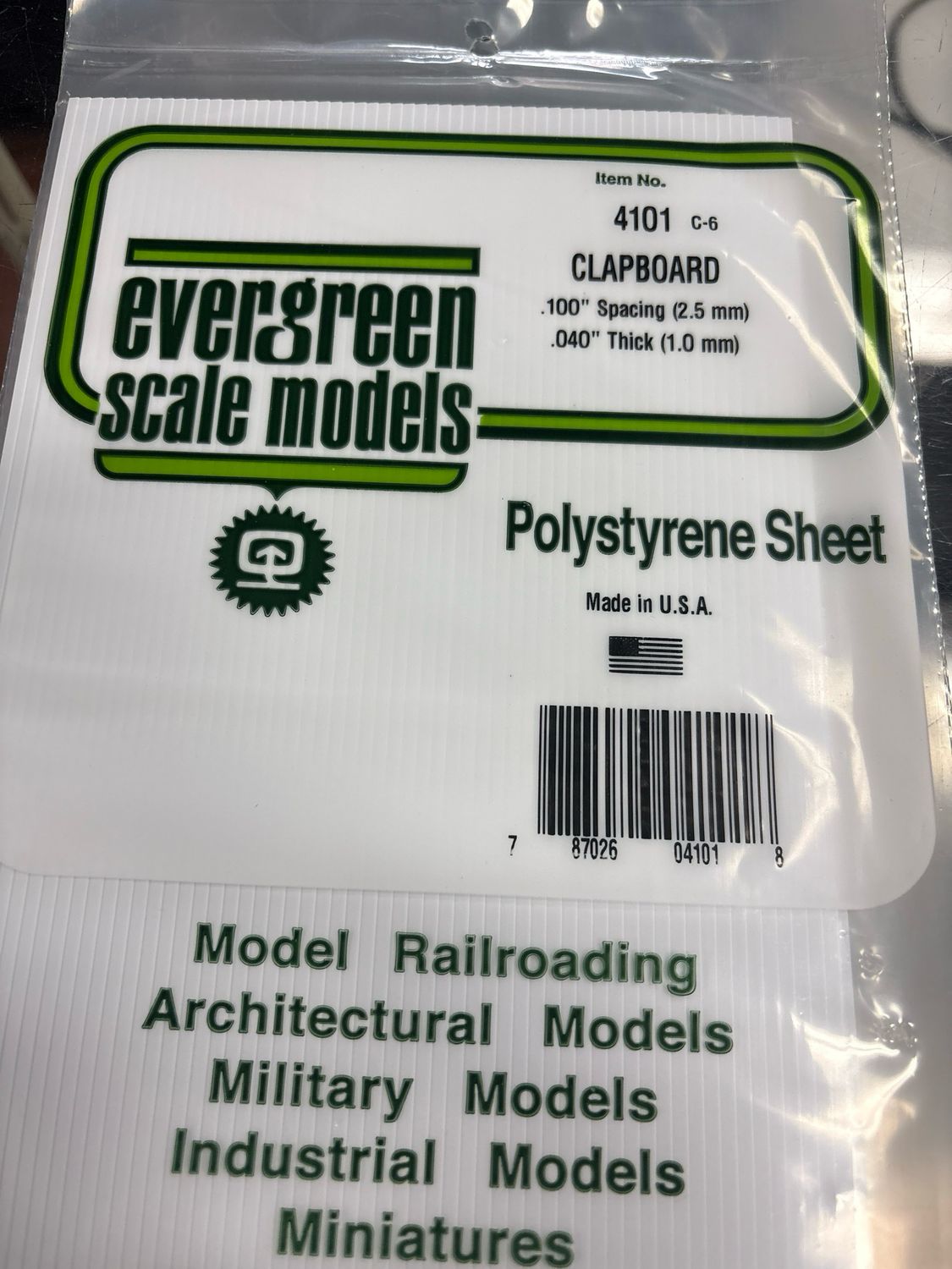 Evergreen Polystyrene Sheet (Clapboard) #4101 Evergreen Polystyrene Sheet (Clapboard) #4101