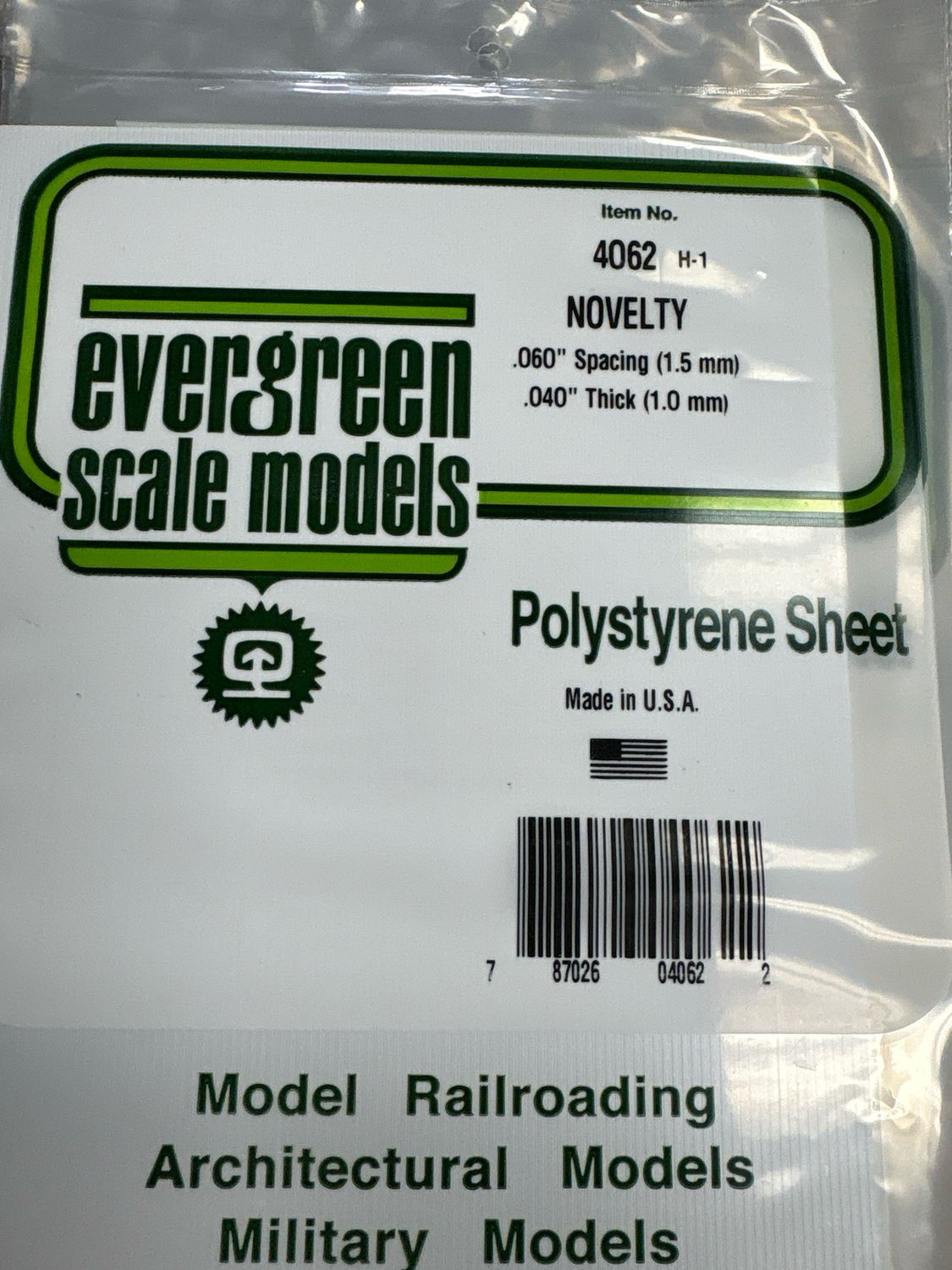 Evergreen Polystyrene Sheet (Novelty) #4062 Evergreen Polystyrene Sheet (Novelty) #4062