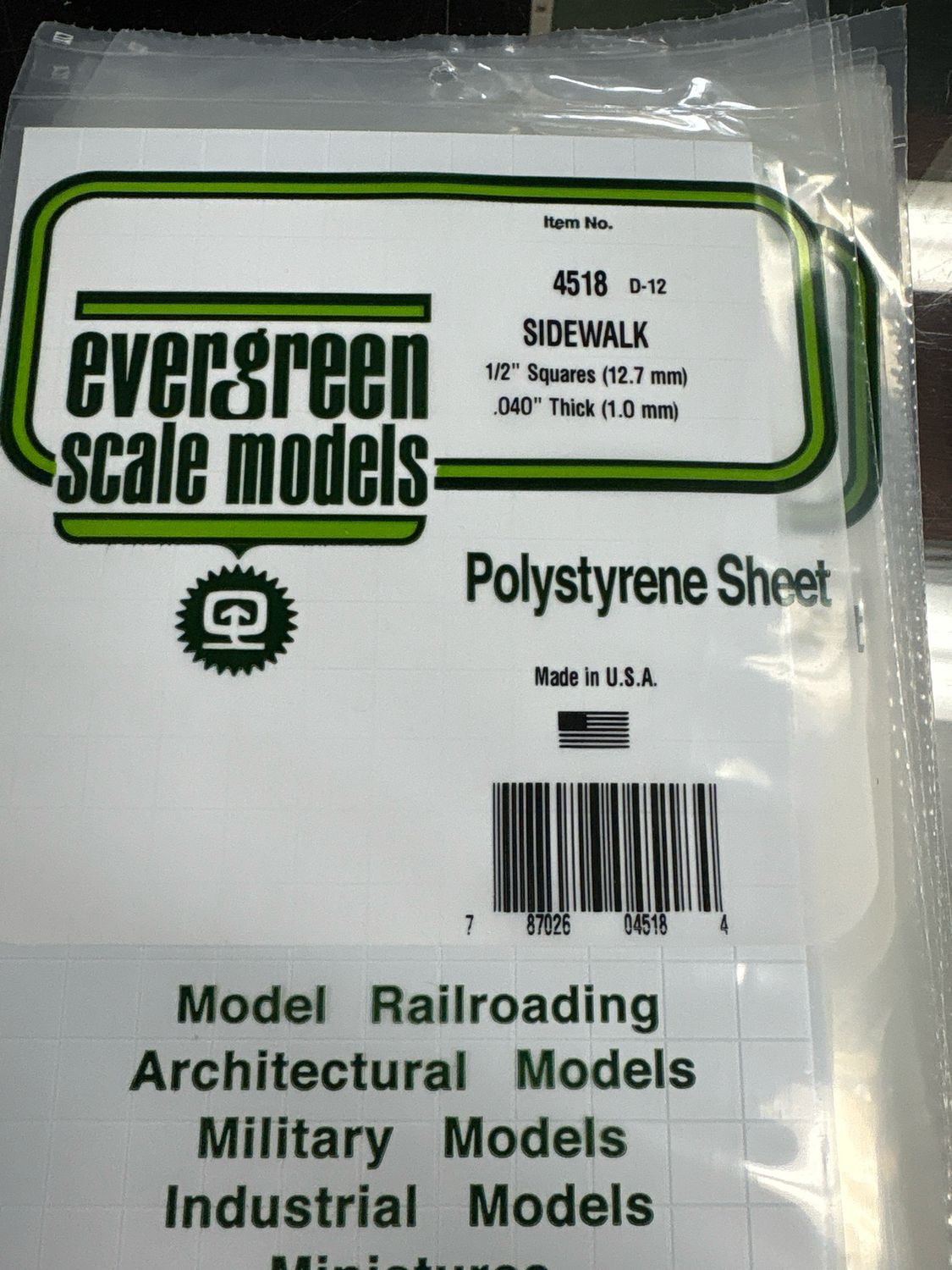 Evergreen Polystyrene Sheet (Sidewalk) #4518 Evergreen Polystyrene Sheet (Sidewalk) #4518