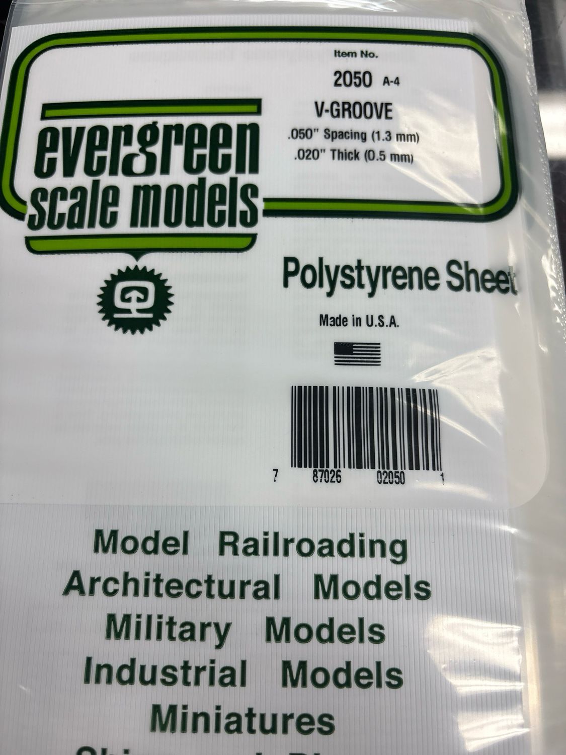 Evergreen Polystyrene Sheet (V-Groove) #2050 Evergreen Polystyrene Sheet (V-Groove) #2050