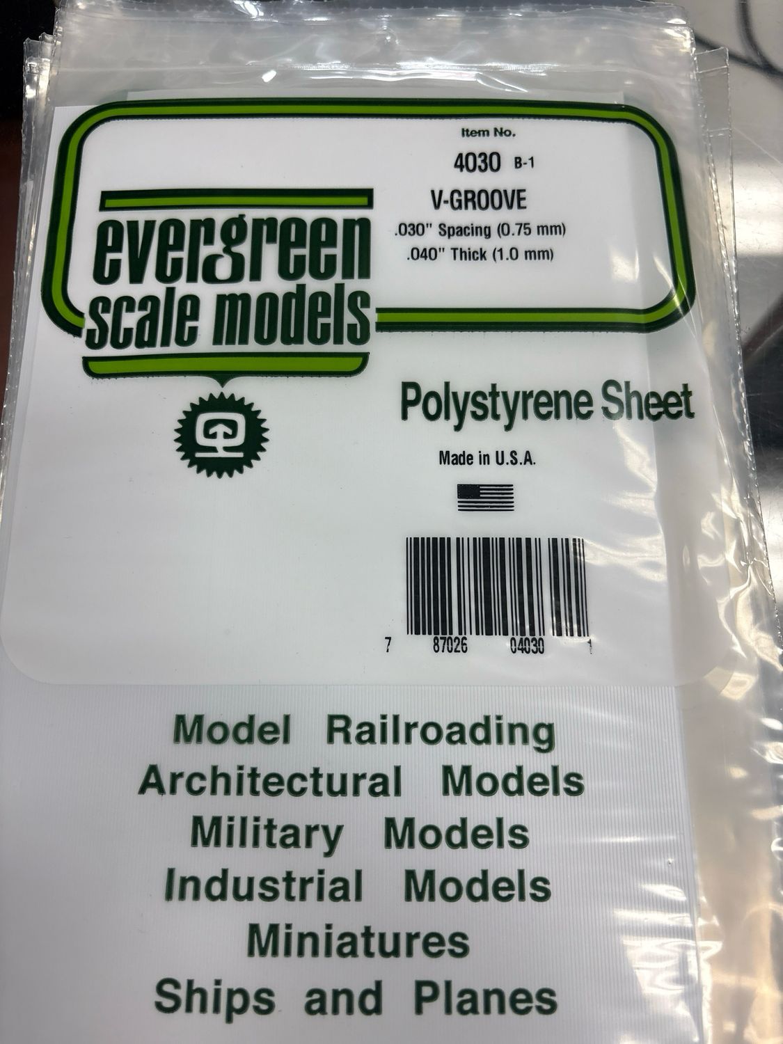 Evergreen Polystyrene Sheet (V-Groove) #4030 Evergreen Polystyrene Sheet (V-Groove) #4030