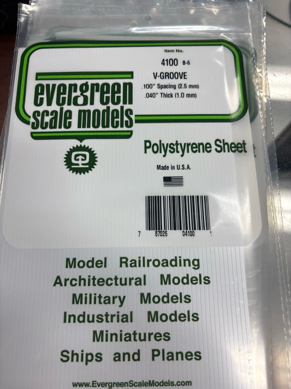 Evergreen Polystyrene Sheet (V-Groove) #4100 Evergreen Polystyrene Sheet (V-Groove) #4100