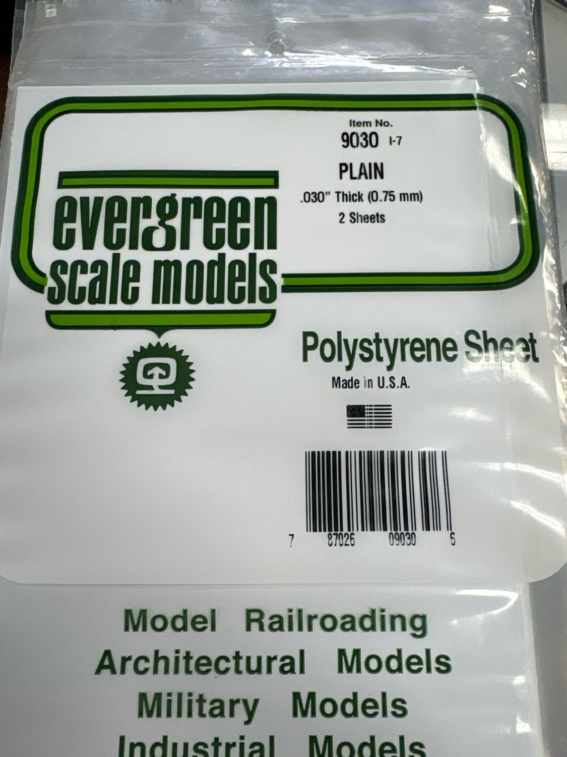 Evergreen Polystyrene Sheet (Plain) #9030