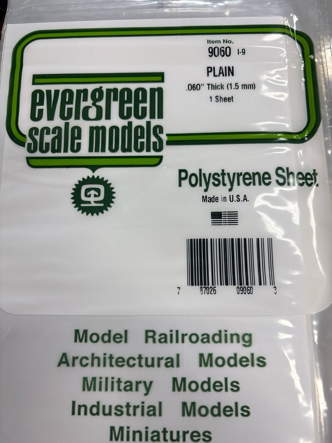 Evergreen Polystyrene Sheet (Plain) #9060