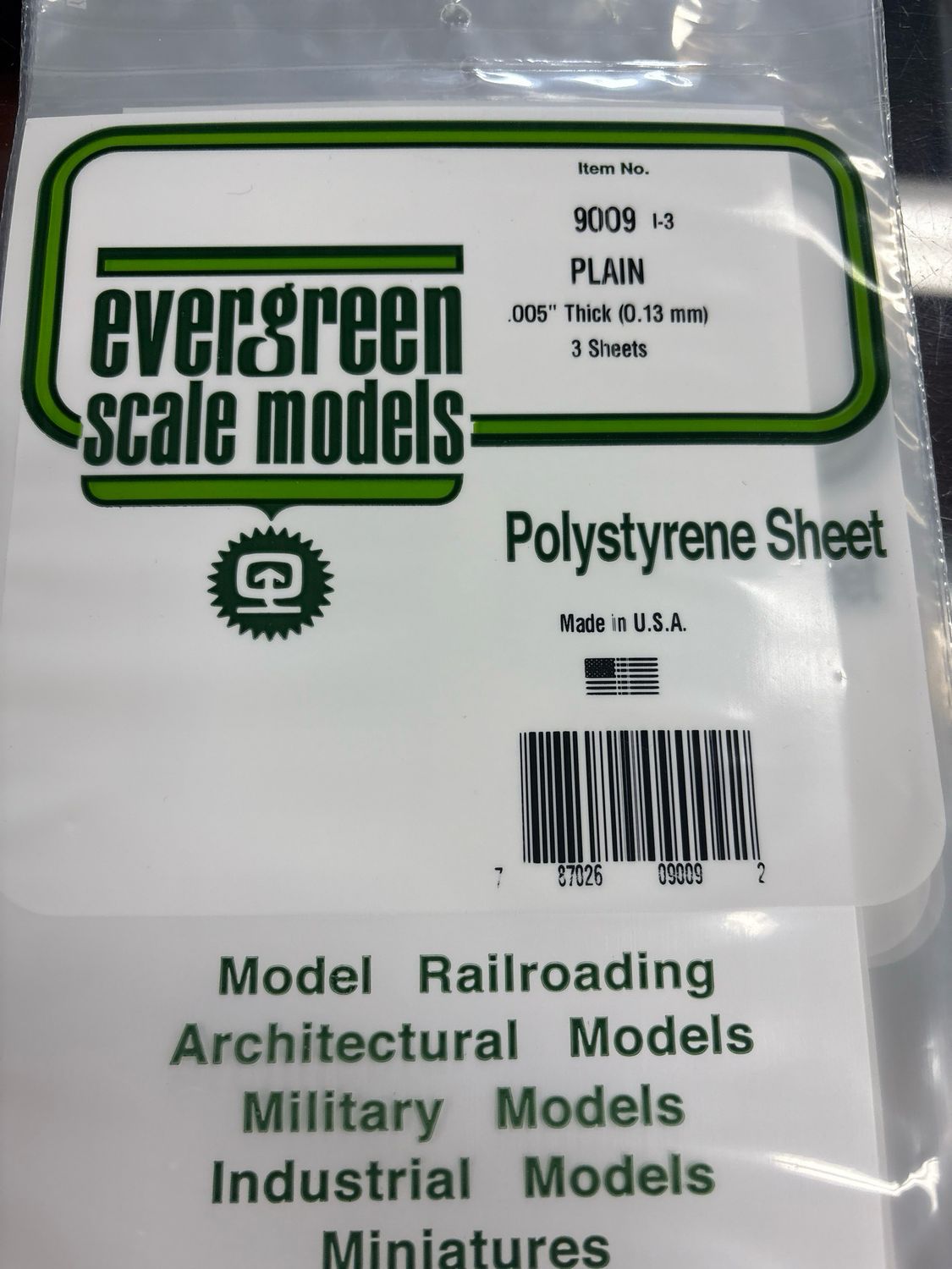 Evergreen Polystyrene Sheet (Plain) #9009 Evergreen Polystyrene Sheet (Plain) #9009