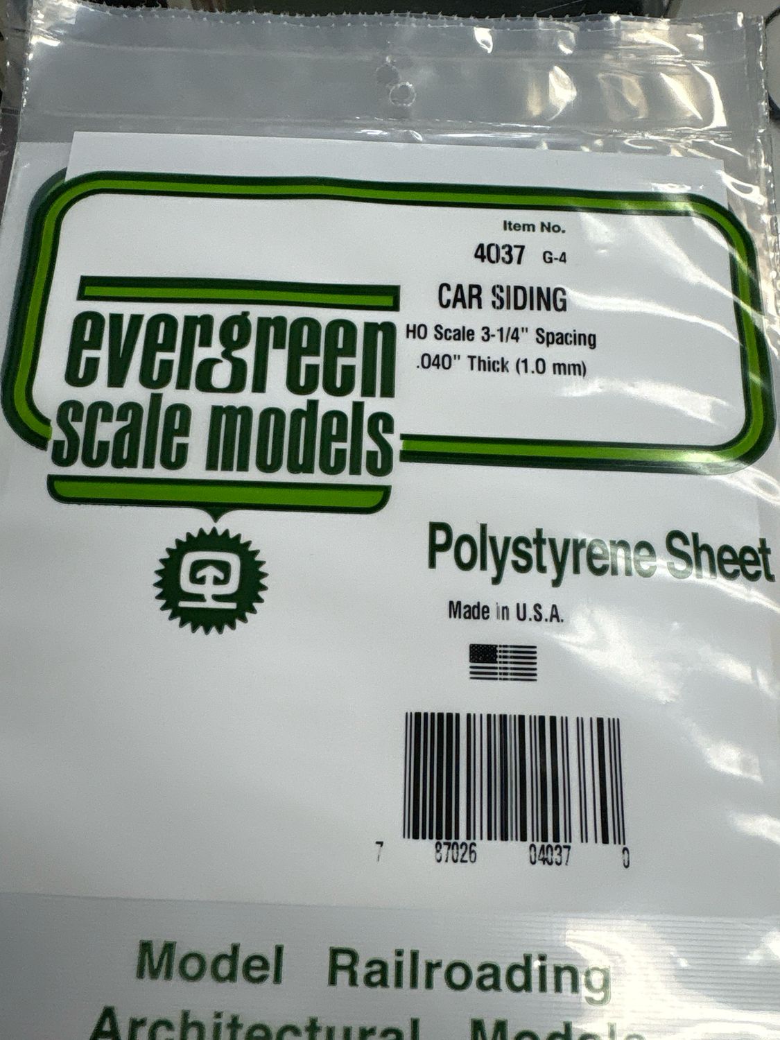 Evergreen Polystyrene Sheet (Car Siding) #4037 Evergreen Polystyrene Sheet (Car Siding) #4037