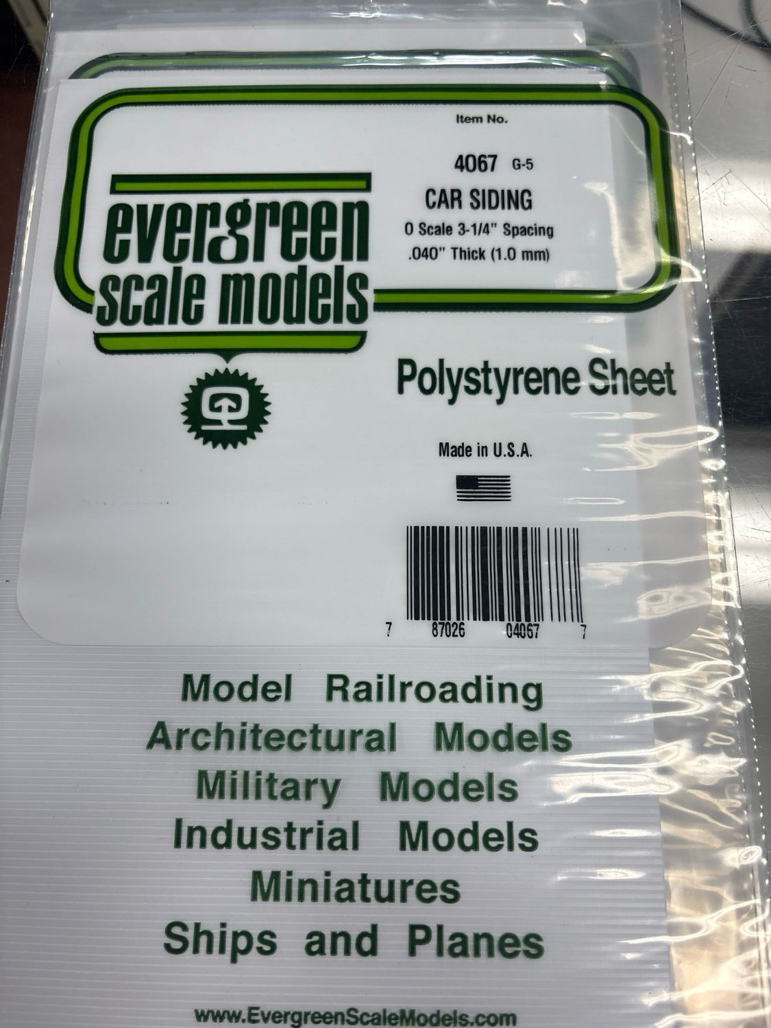 Evergreen Polystyrene Sheet (Car Siding) #4067 Evergreen Polystyrene Sheet (Car Siding) #4067