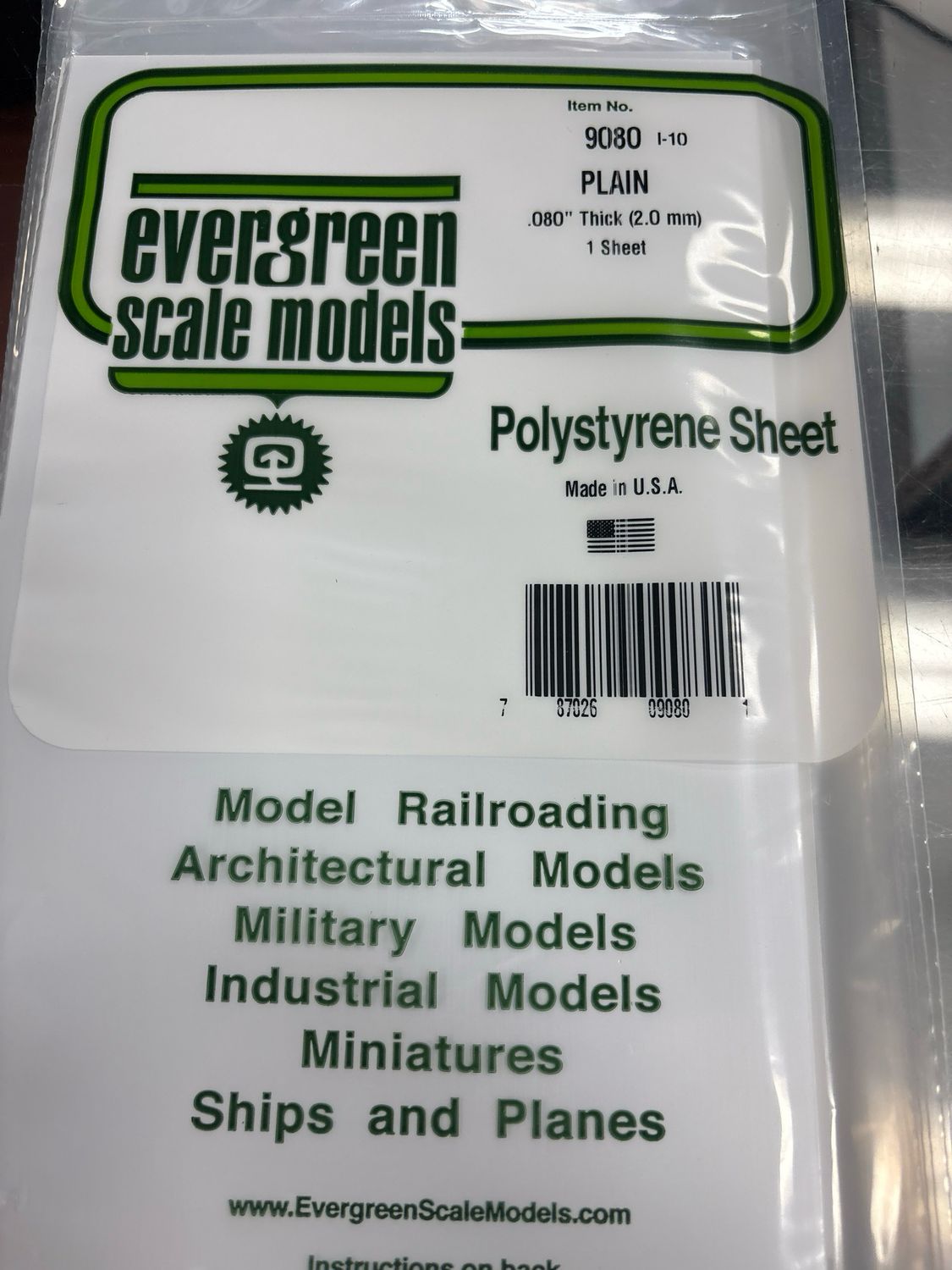 Evergreen Polystyrene Sheet (Plain) #9080 Evergreen Polystyrene Sheet (Plain) #9080