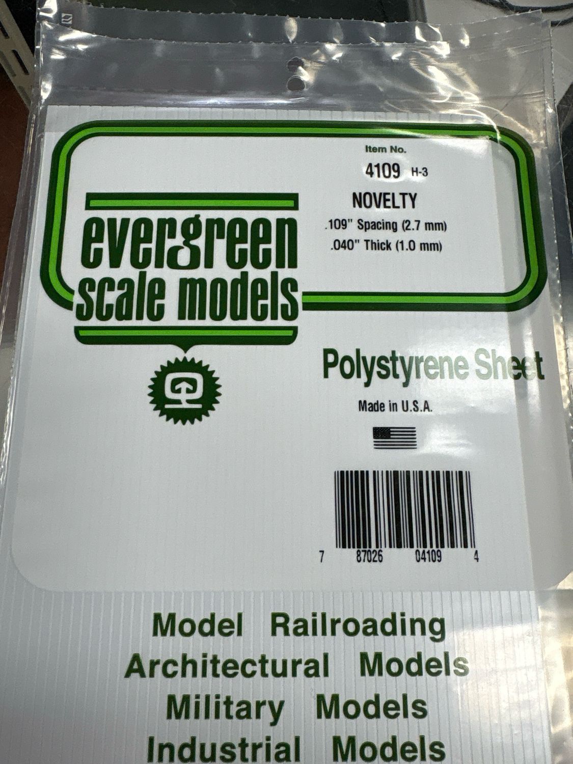 Evergreen Polystyrene Sheet (Novelty) #4109 Evergreen Polystyrene Sheet (Novelty) #4109