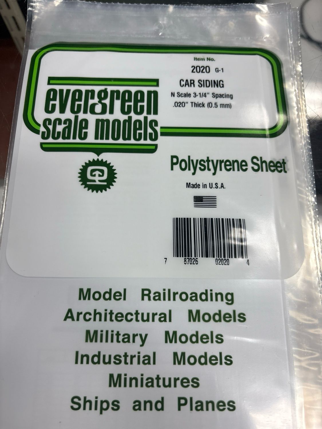 Evergreen Polystyrene Sheet (Car Siding) #2020 Evergreen Polystyrene Sheet (Car Siding) #2020