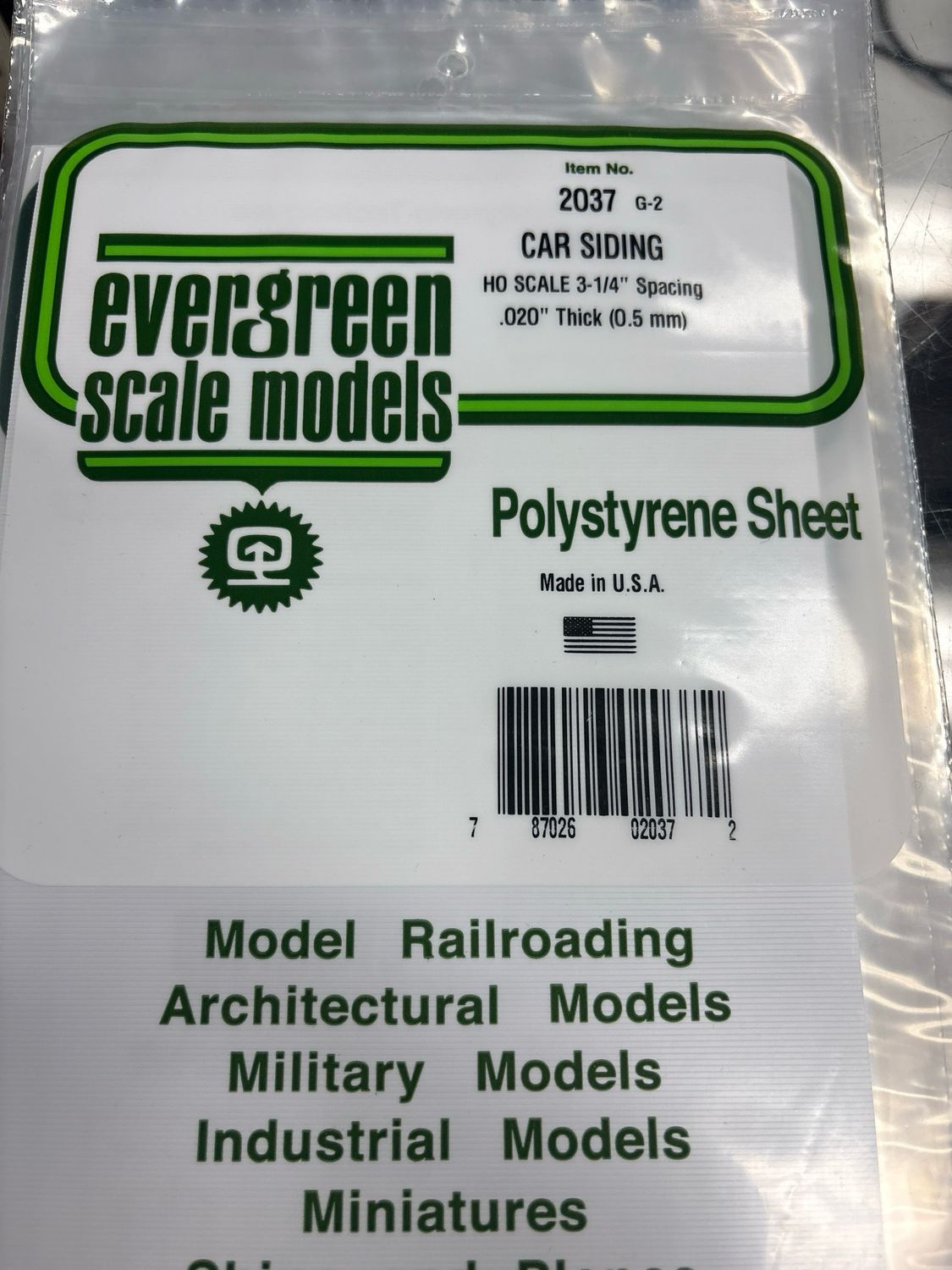 Evergreen Polystyrene Sheet (Car Siding) #2037 Evergreen Polystyrene Sheet (Car Siding) #2037