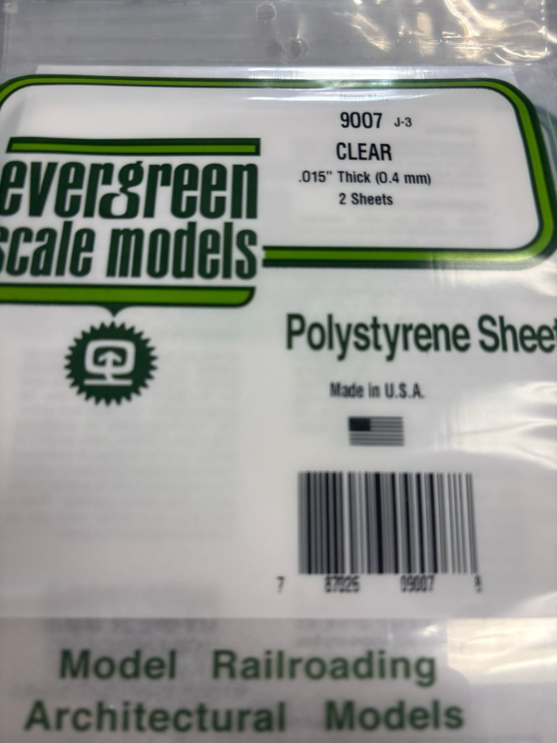 Evergreen Polystyrene Sheet (Clear) #9007 Evergreen Polystyrene Sheet (Clear) #9007