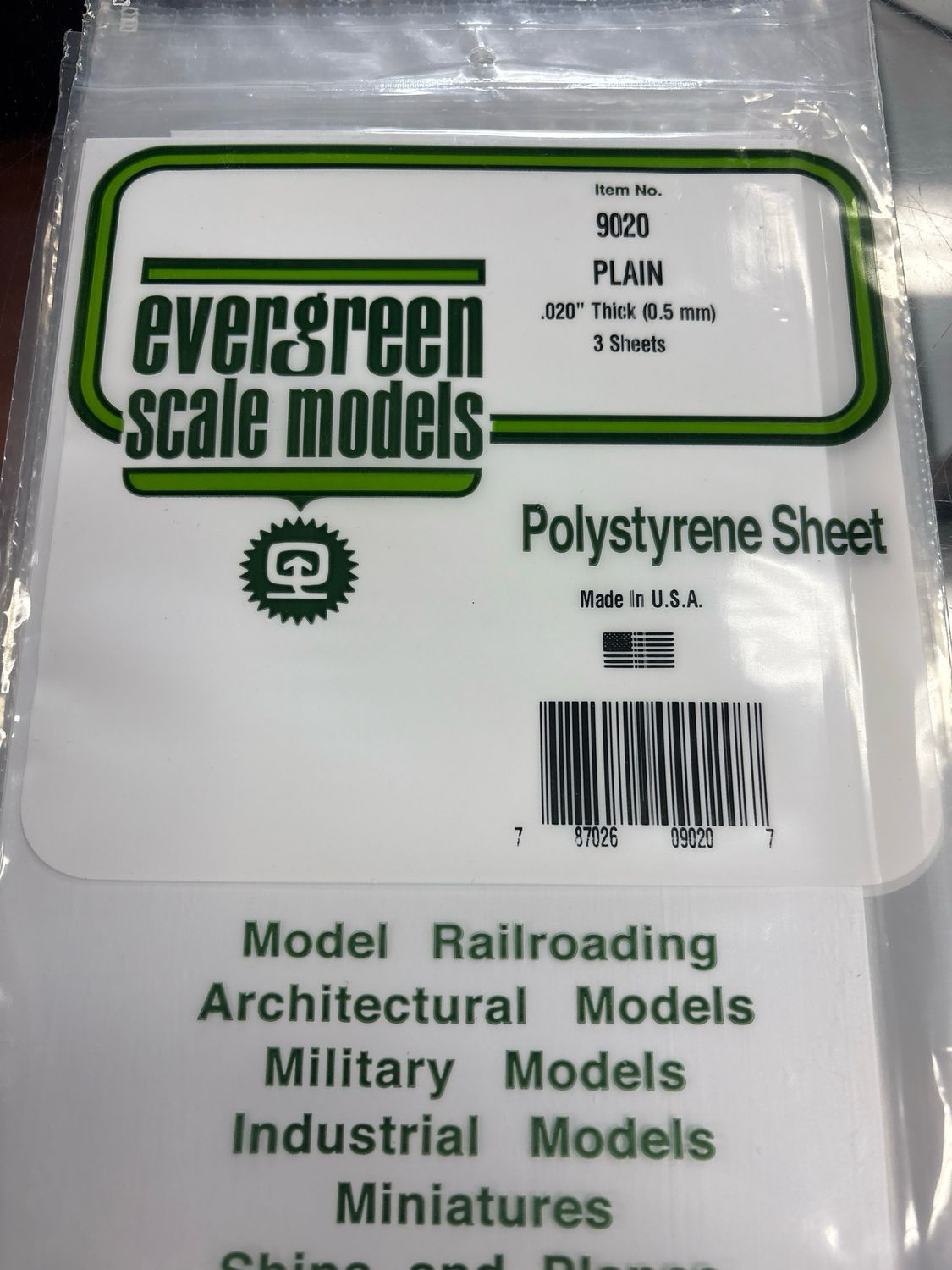 Evergreen Polystyrene Sheet (Plain) #9020 Evergreen Polystyrene Sheet (Plain) #9020
