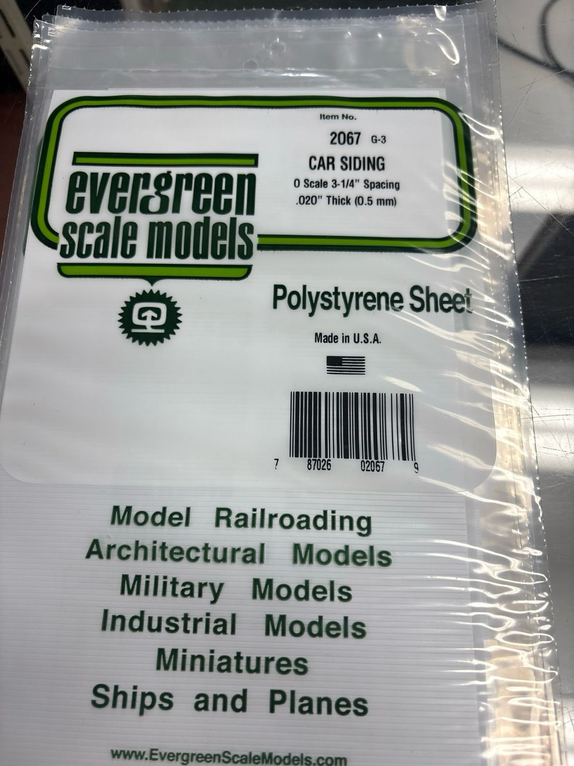 Evergreen Polystyrene Sheet (Car Siding) #2067 Evergreen Polystyrene Sheet (Car Siding) #2067