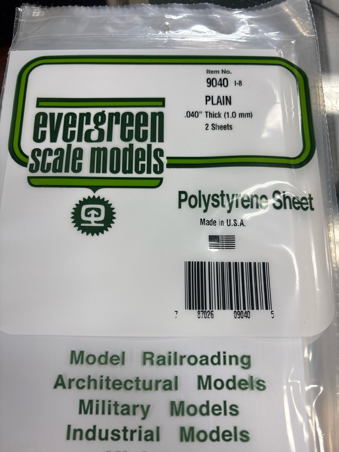 Evergreen Polystyrene Sheet (Plain) #9040 Evergreen Polystyrene Sheet (Plain) #9040