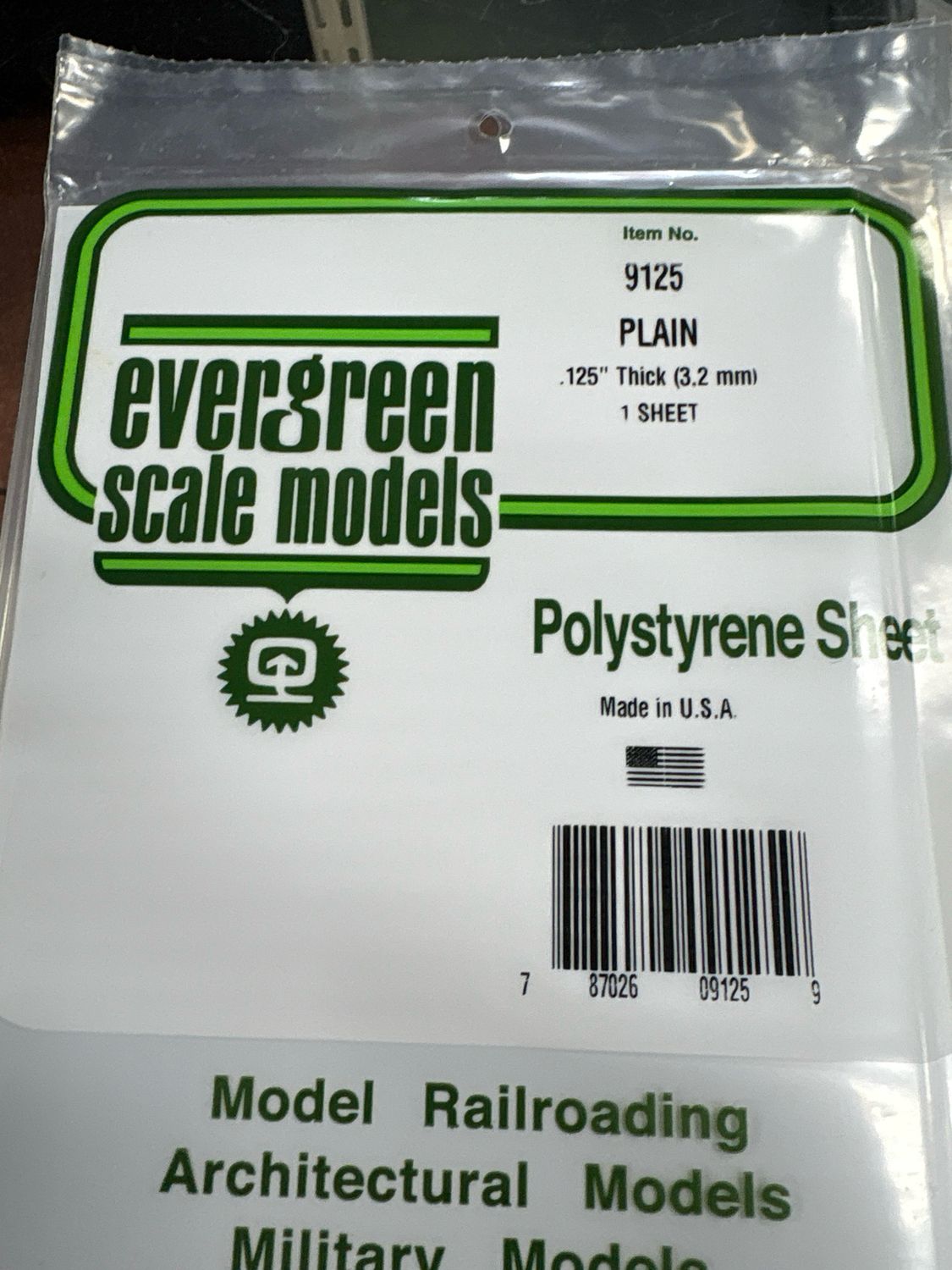 Evergreen Polystyrene Sheet (Plain) #9125 Evergreen Polystyrene Sheet (Plain) #9125