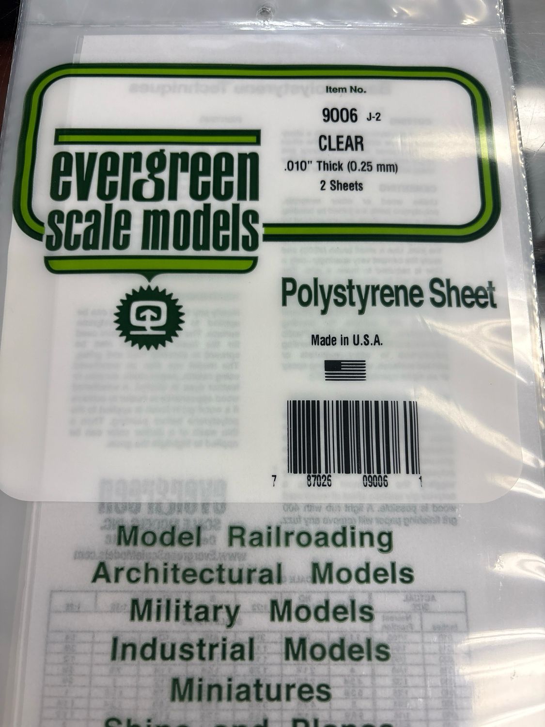 Evergreen Polystyrene Sheet (Clear) #9006