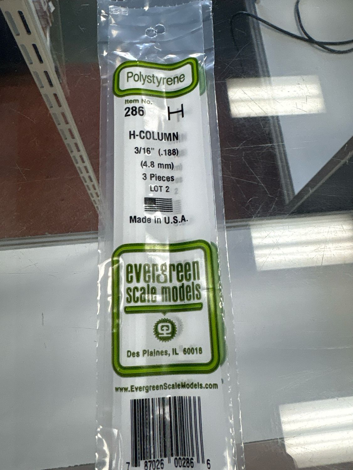 Evergreen Polystyrene H-Column #286