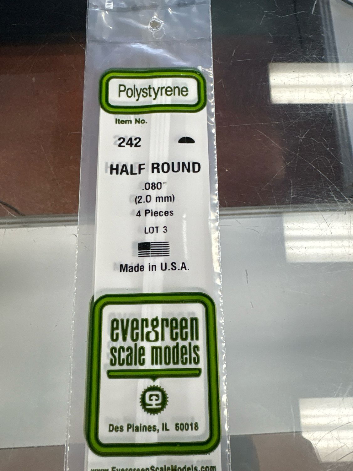 Evergreen Polystyrene Half Round #242