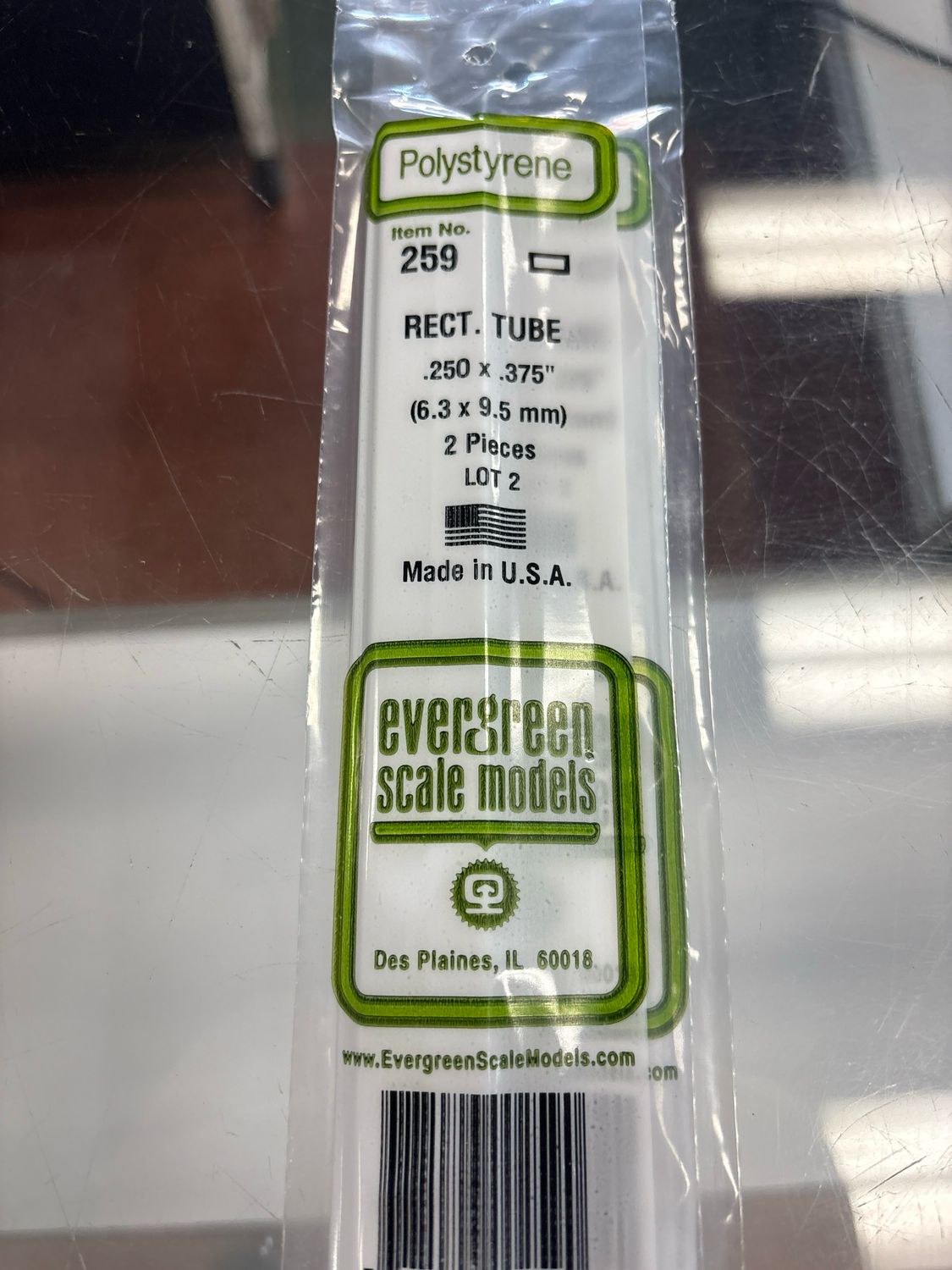 Evergreen Polystyrene Rectangle Tube #259