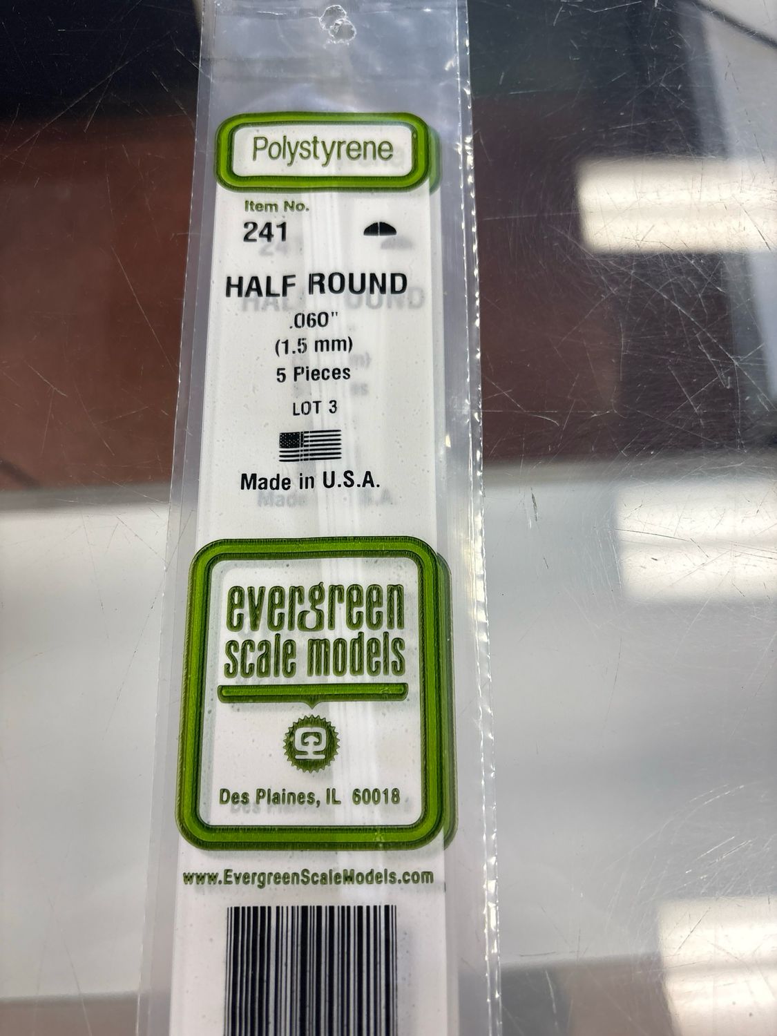 Evergreen Polystyrene Half Round #241
