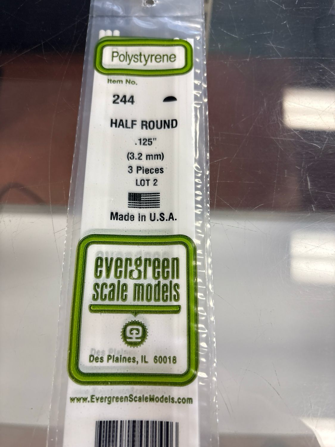 Evergreen Polystyrene Half Round #244