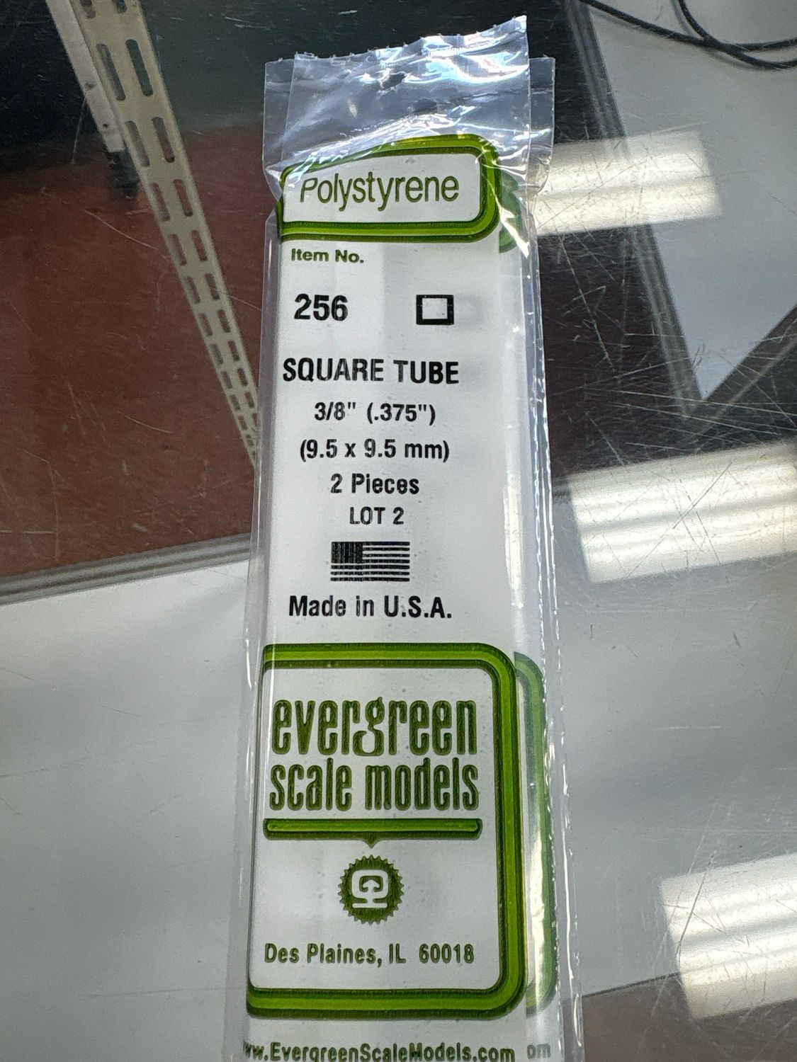 Evergreen Polystyrene Square Tube #256