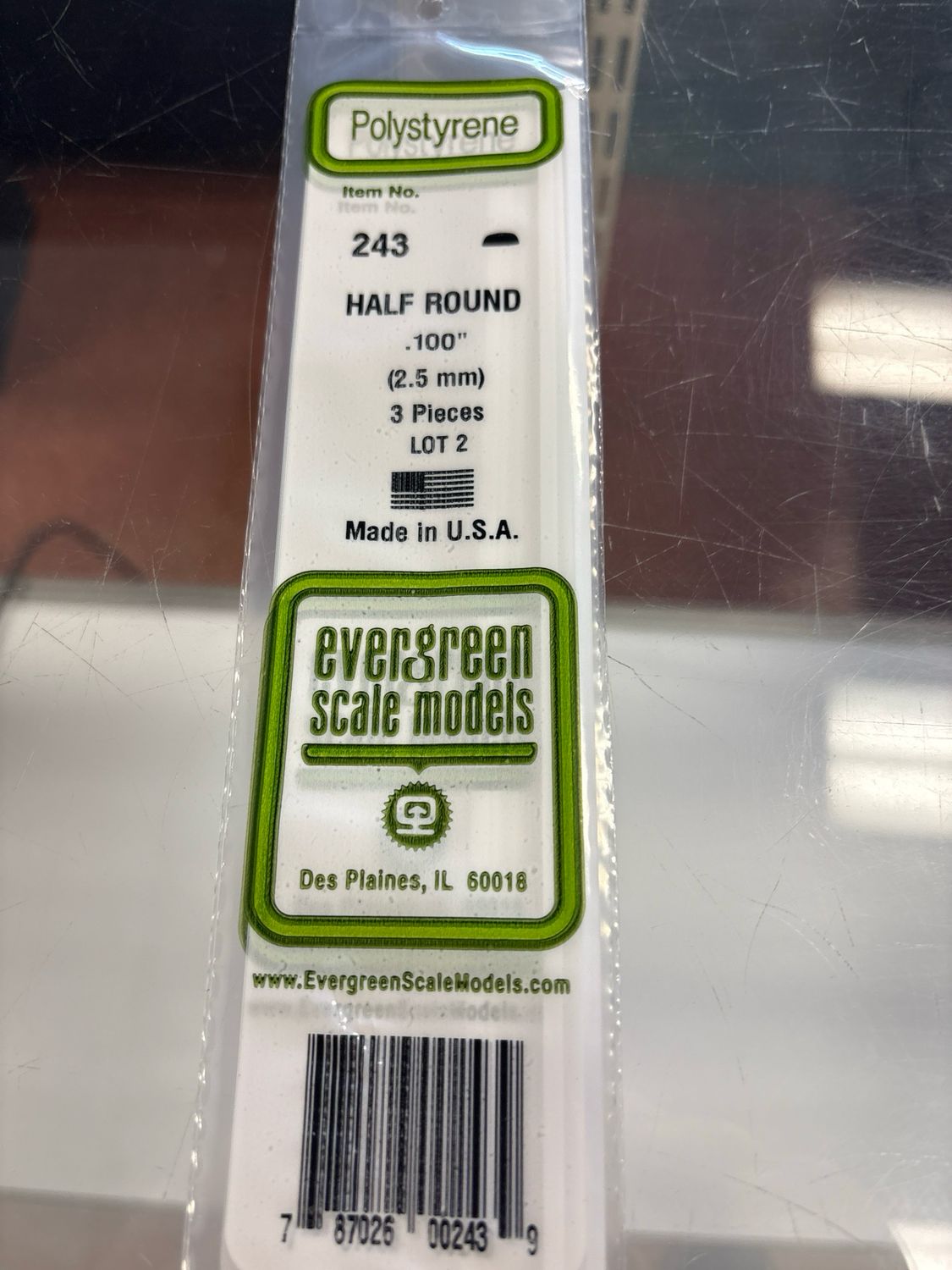 Evergreen Polystyrene Half Round #243