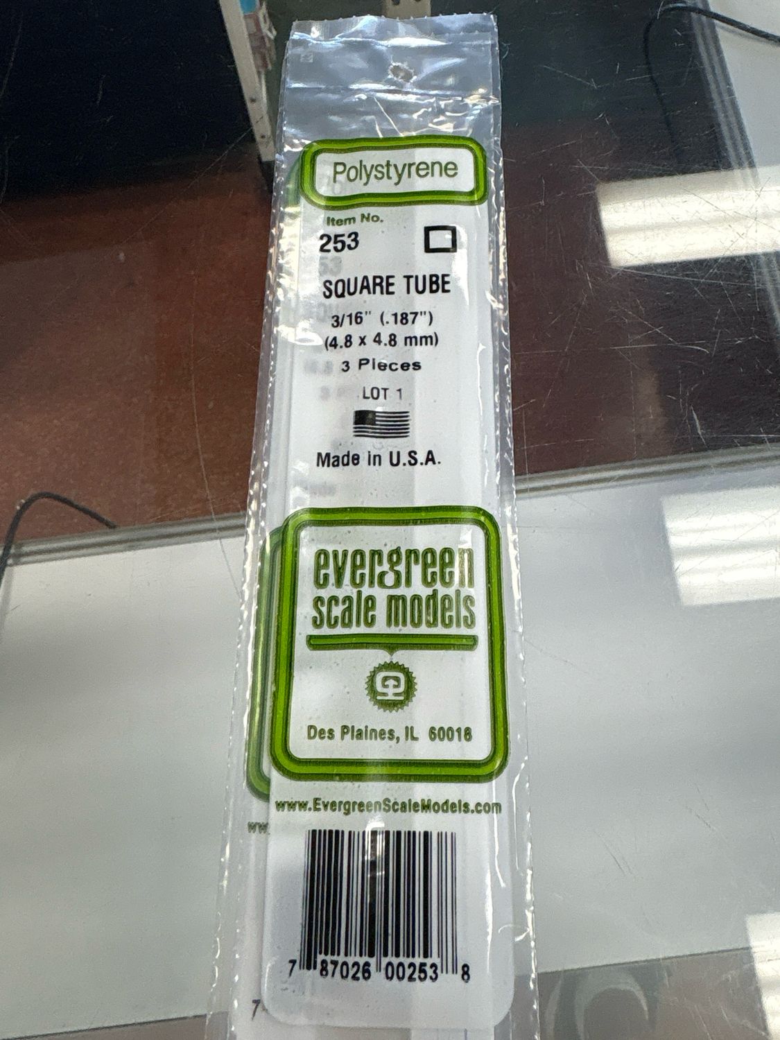 Evergreen Polystyrene Square Tube #253 Evergreen Polystyrene Square Tube #253