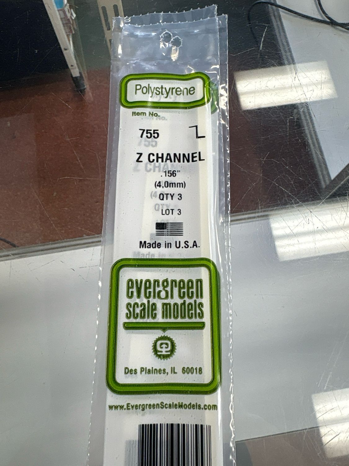 Evergreen Polystyrene Z Channel #755