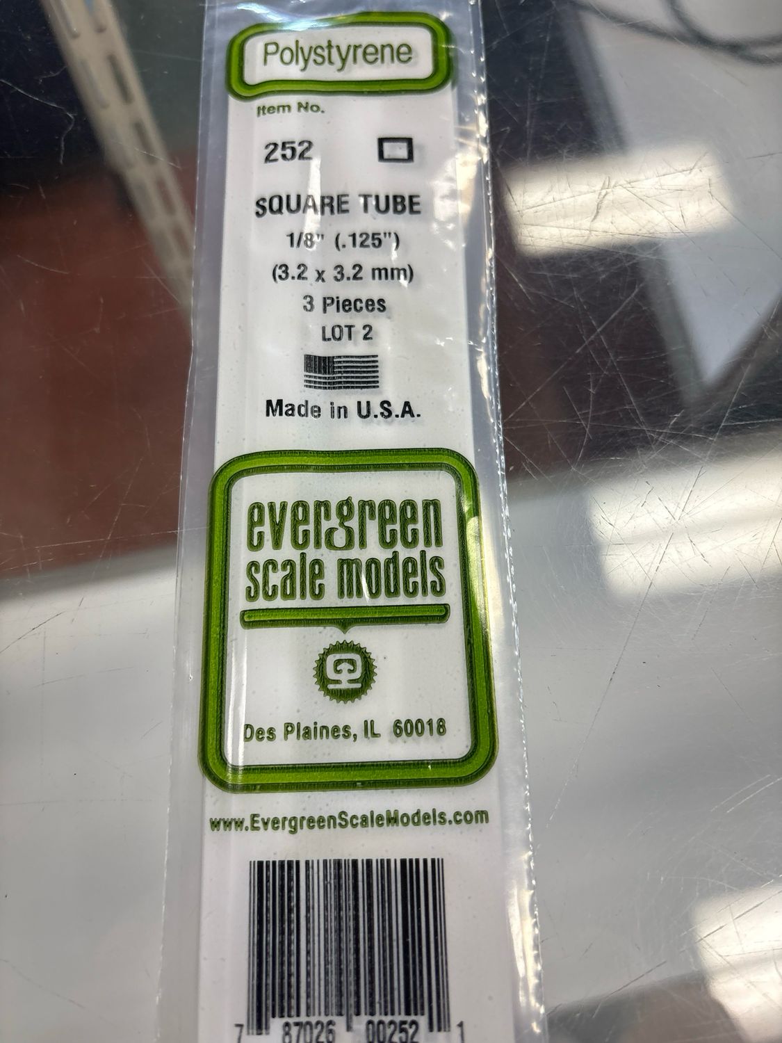 Evergreen Polystyrene Square Tube #252