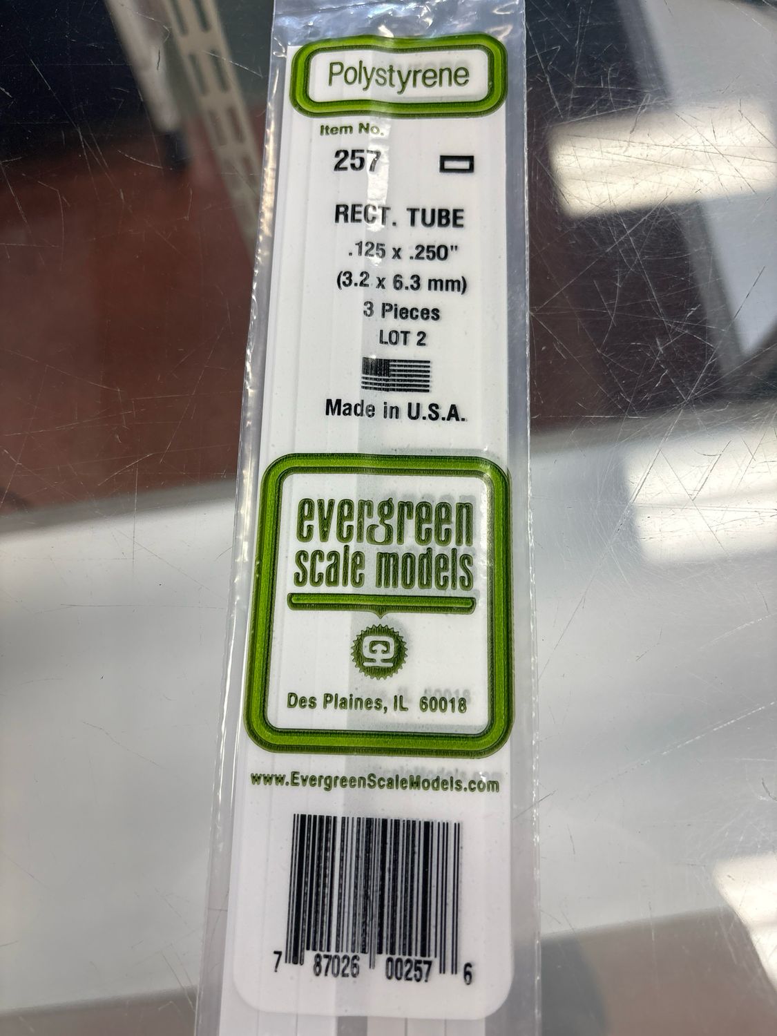 Evergreen Polystyrene Rectangle Tube #257