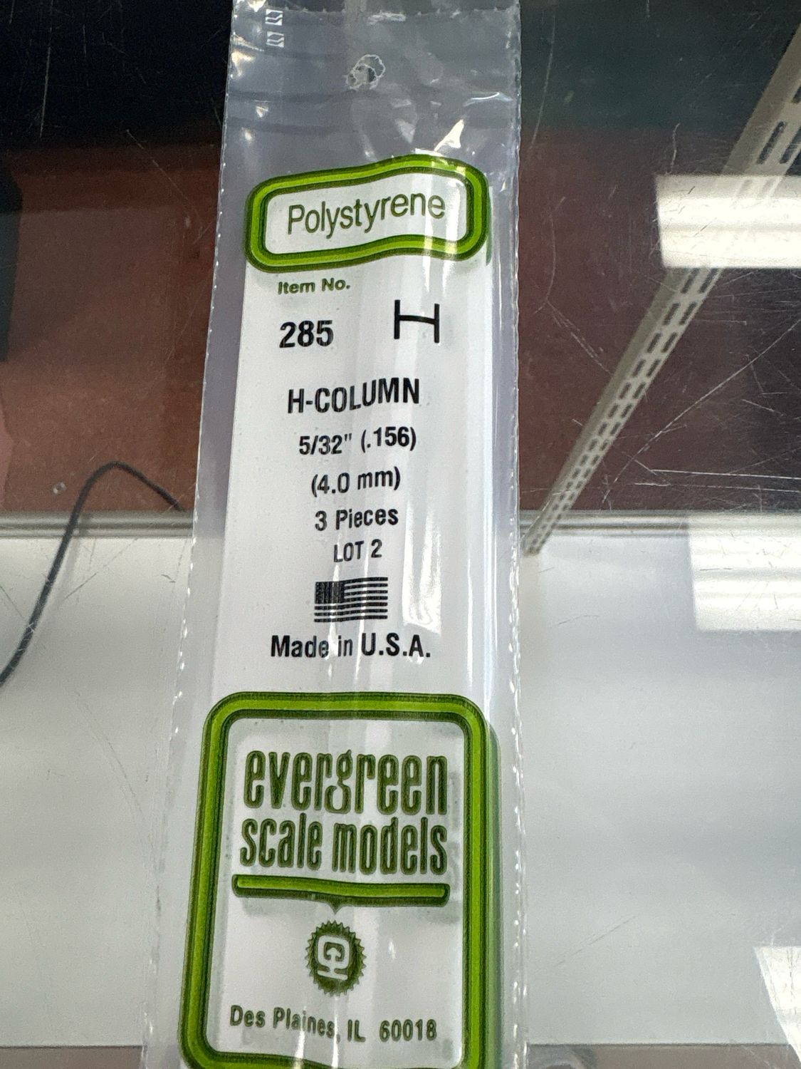 Evergreen Polystyrene H-Column #285
