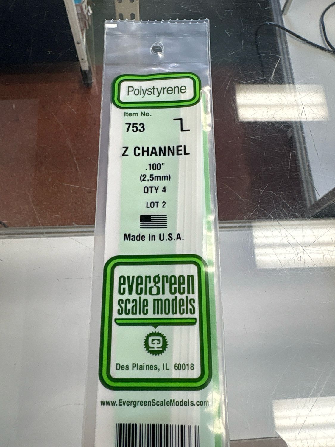 Evergreen Polystyrene Z Channel #753