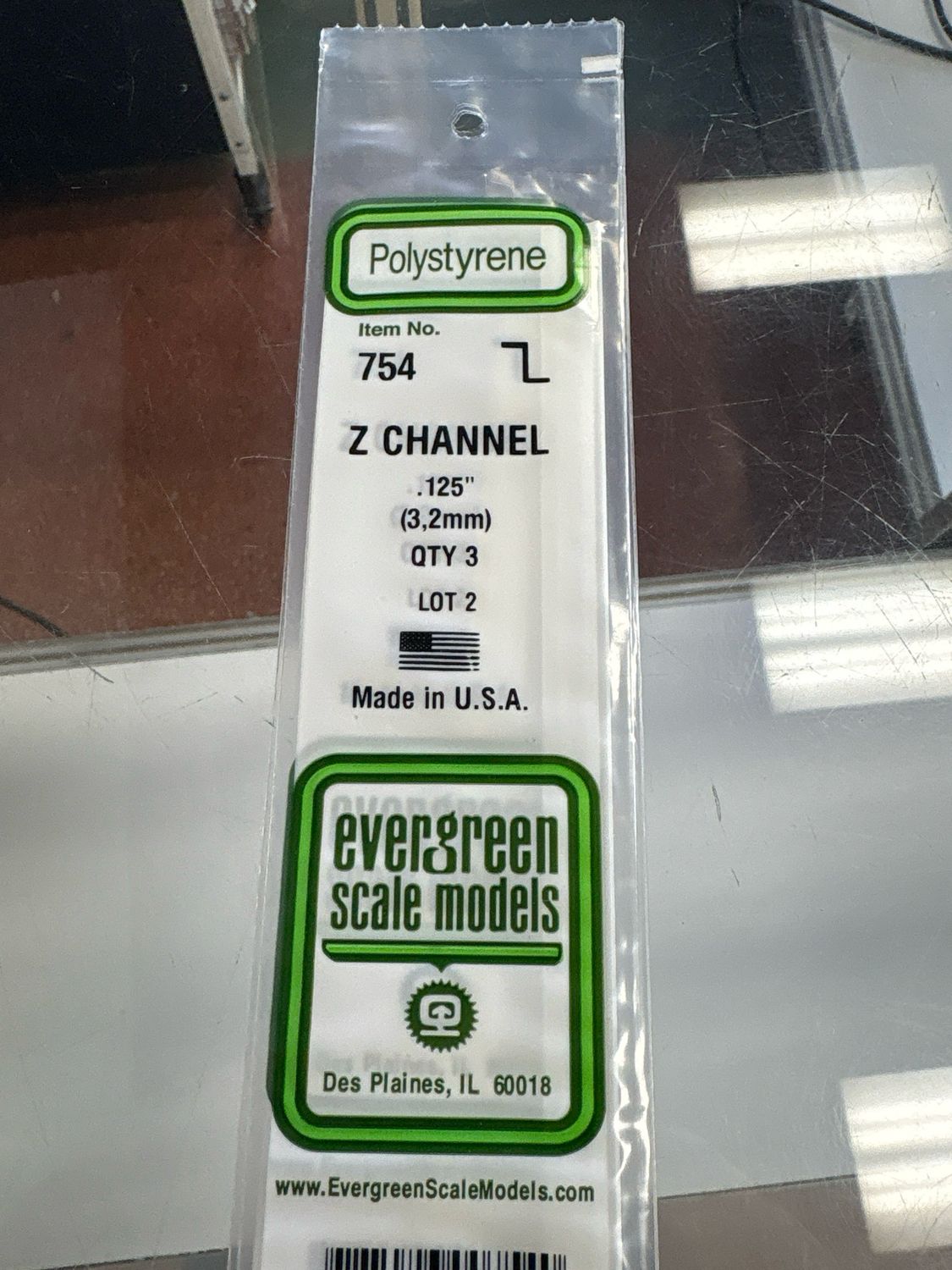 Evergreen Polystyrene Z Channel #754