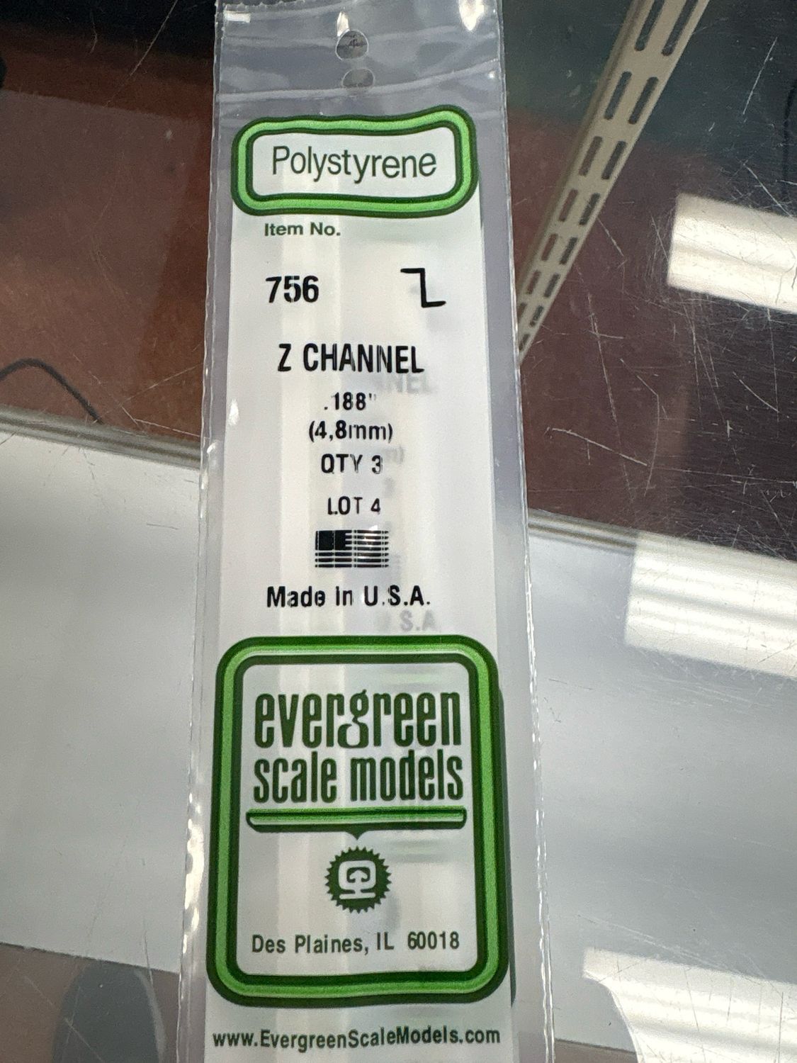 Evergreen Polystyrene Z Channel #756