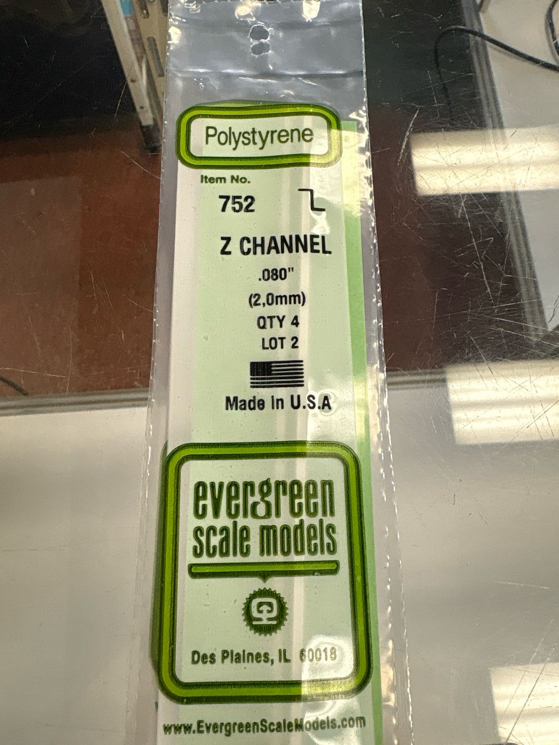 Evergreen Polystyrene Z Channel #752