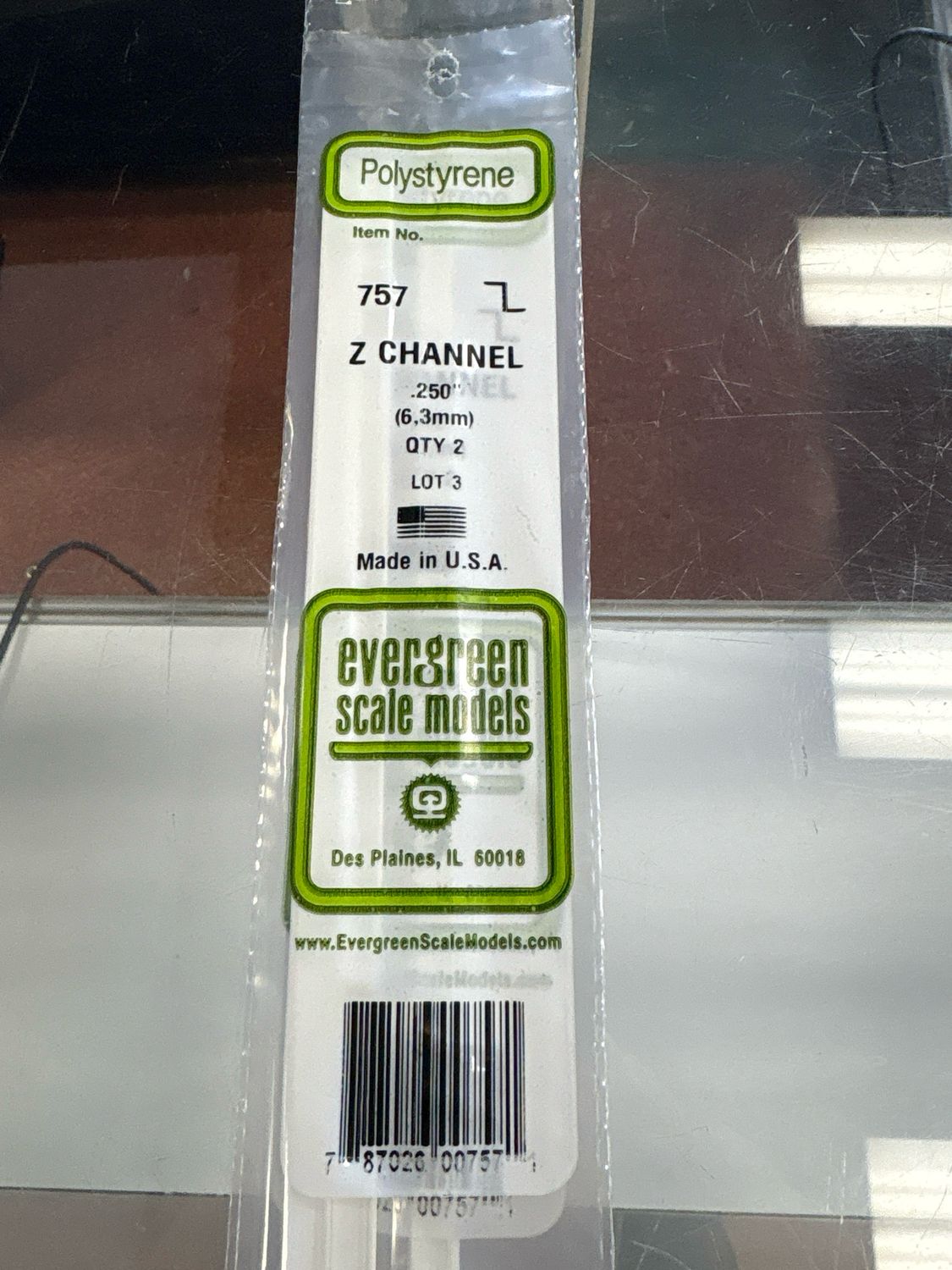 Evergreen Polystyrene Z Channel #757