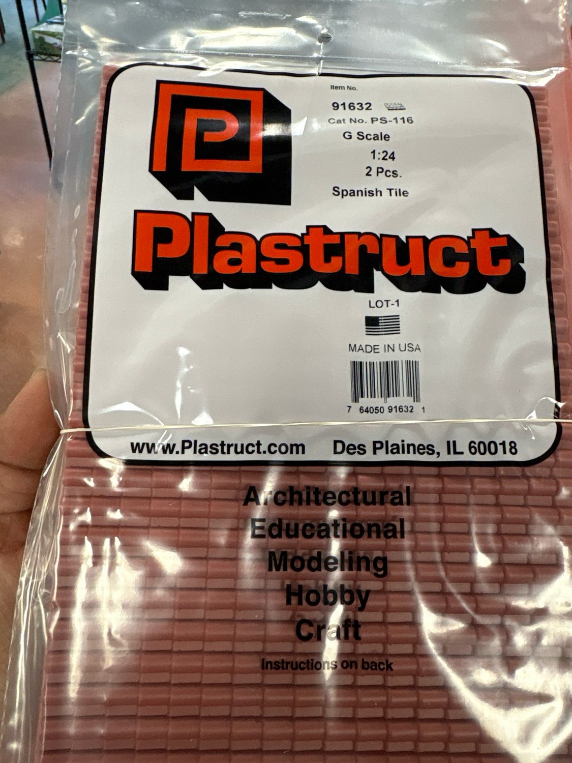 Plastruct G Scale Spanish Tile PS-116 Plastruct G Scale Spanish Tile PS-116