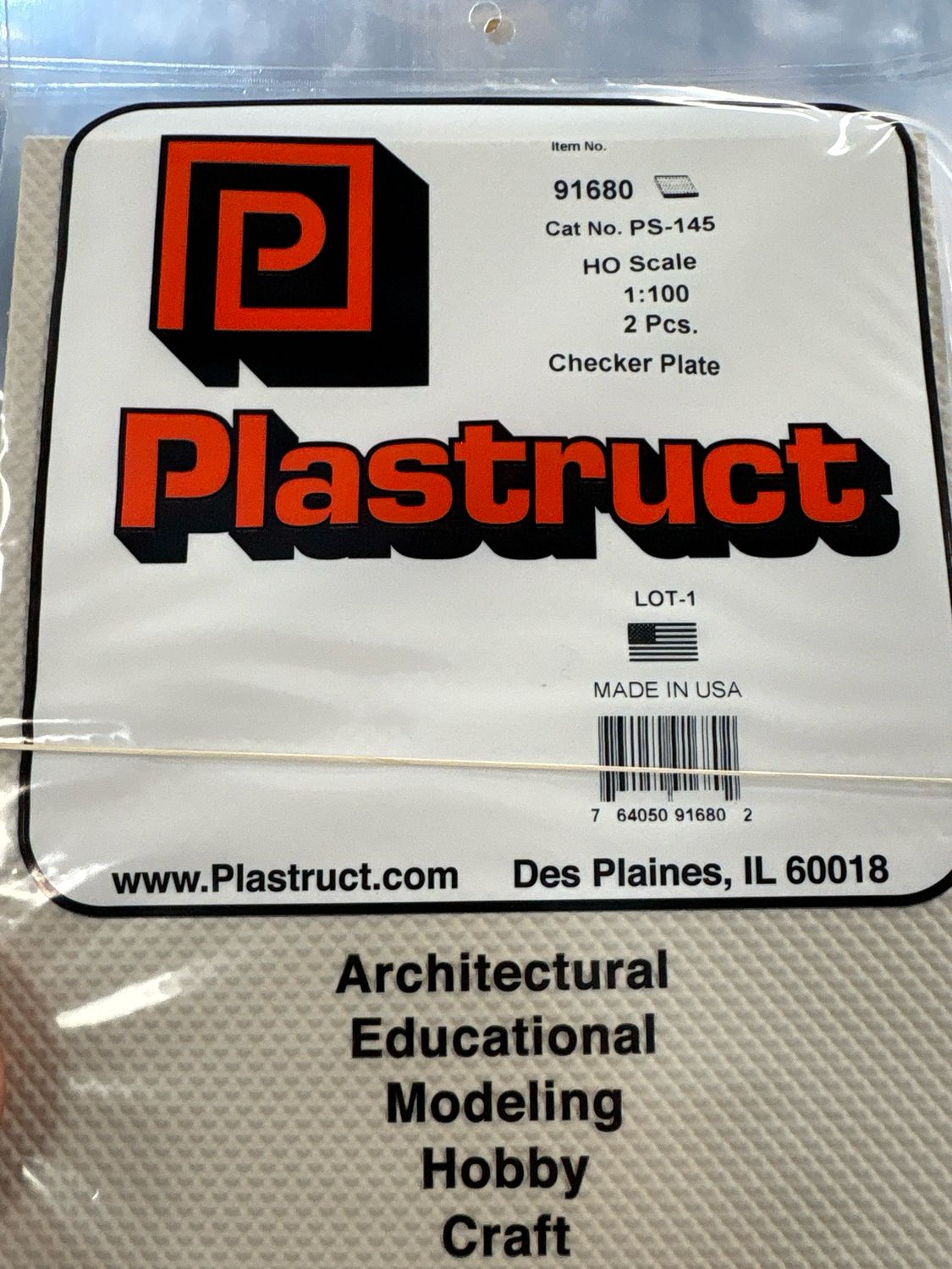 Plastruct HO Scale Checker Plate PS-145 Plastruct HO Scale Checker Plate PS-145