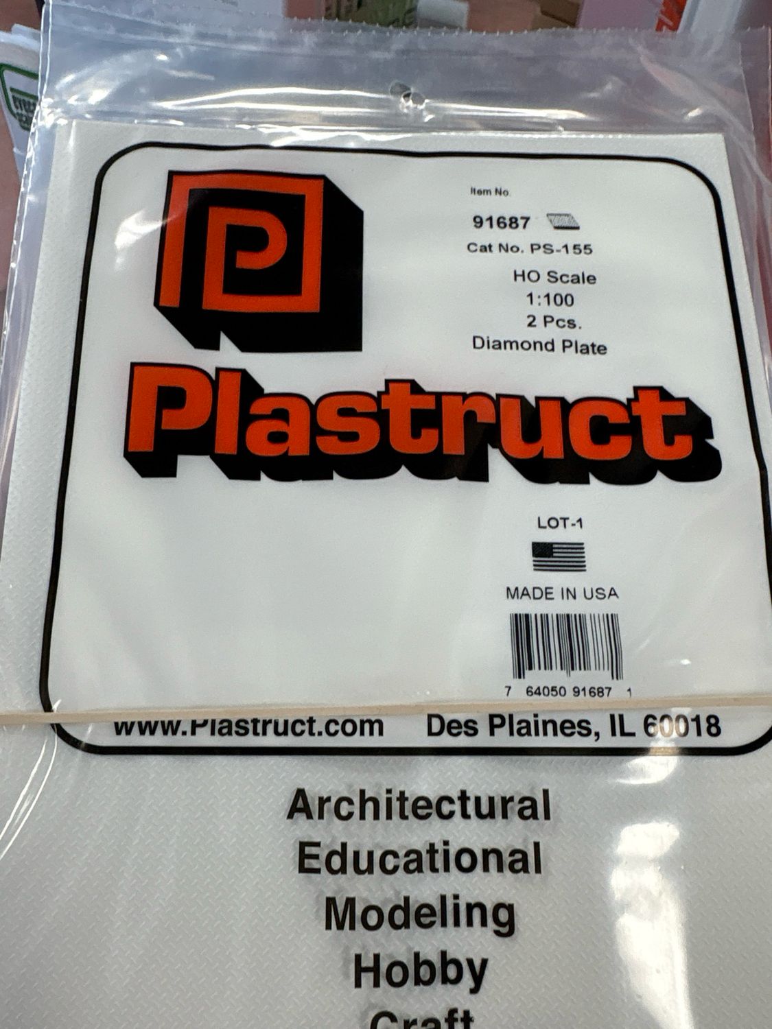 Plastruct HO Scale Diamond Plate PS-155 Plastruct HO Scale Diamond Plate PS-155