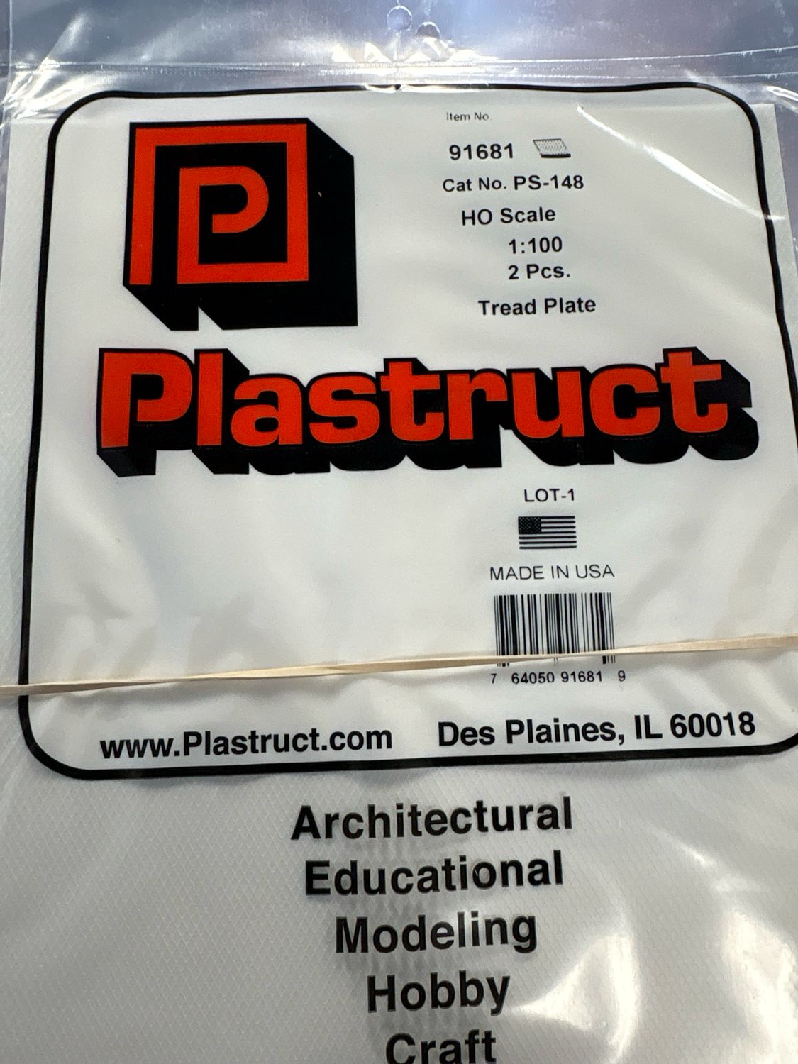 Plastruct HO Scale Tread Plate PS-148 Plastruct HO Scale Tread Plate PS-148