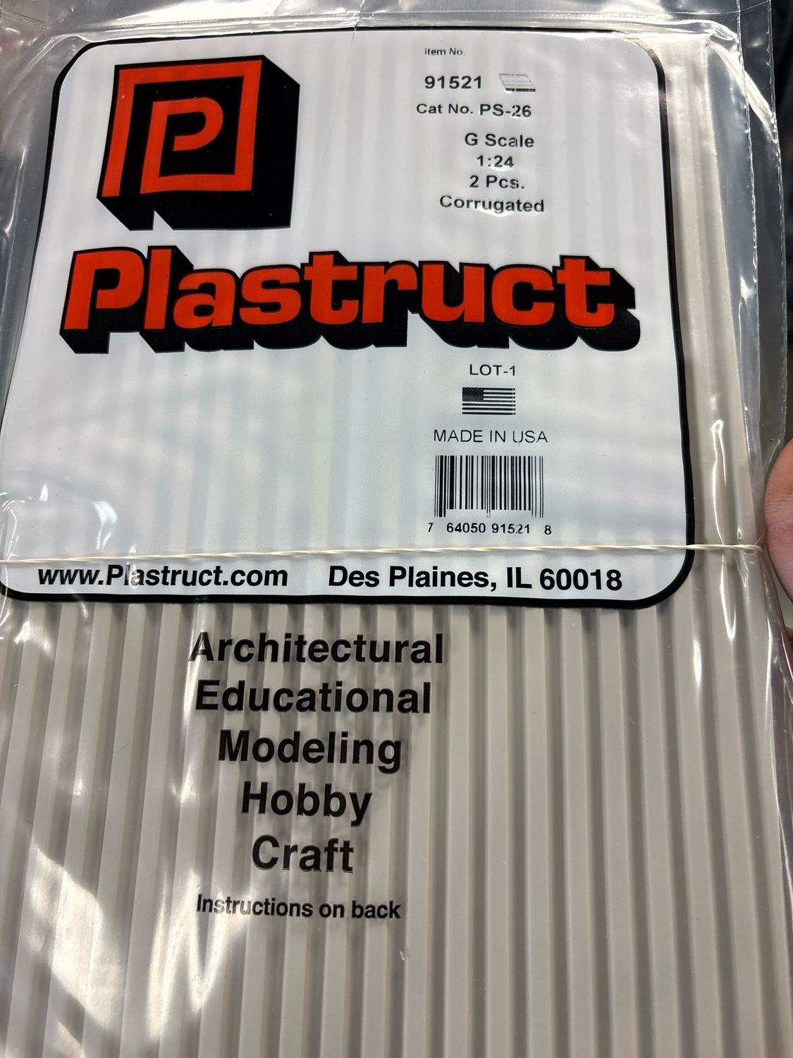 Plastruct G Scale Corrugated PS-26 Plastruct G Scale Corrugated PS-26
