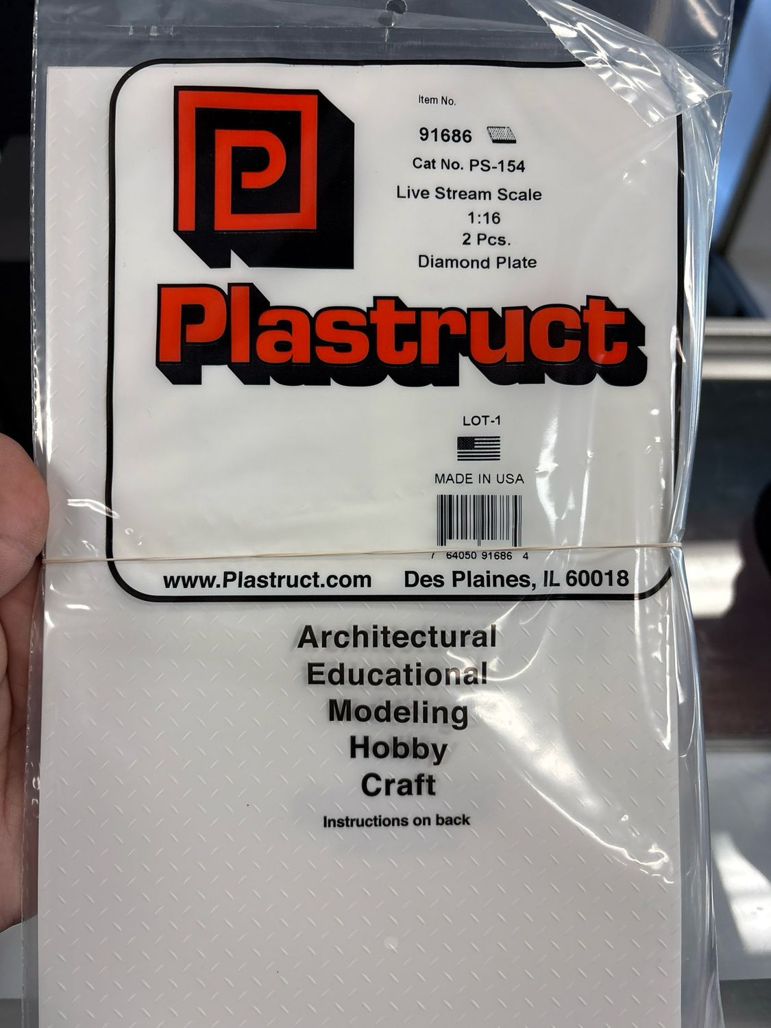 Plastruct Live Stream Scale Diamond Plate PS-154