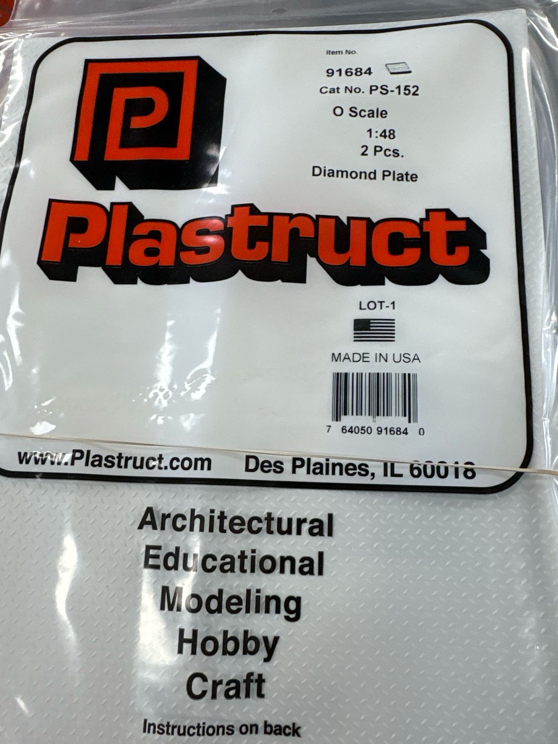 Plastruct O Scale Diamond Plate PS-152 Plastruct O Scale Diamond Plate PS-152