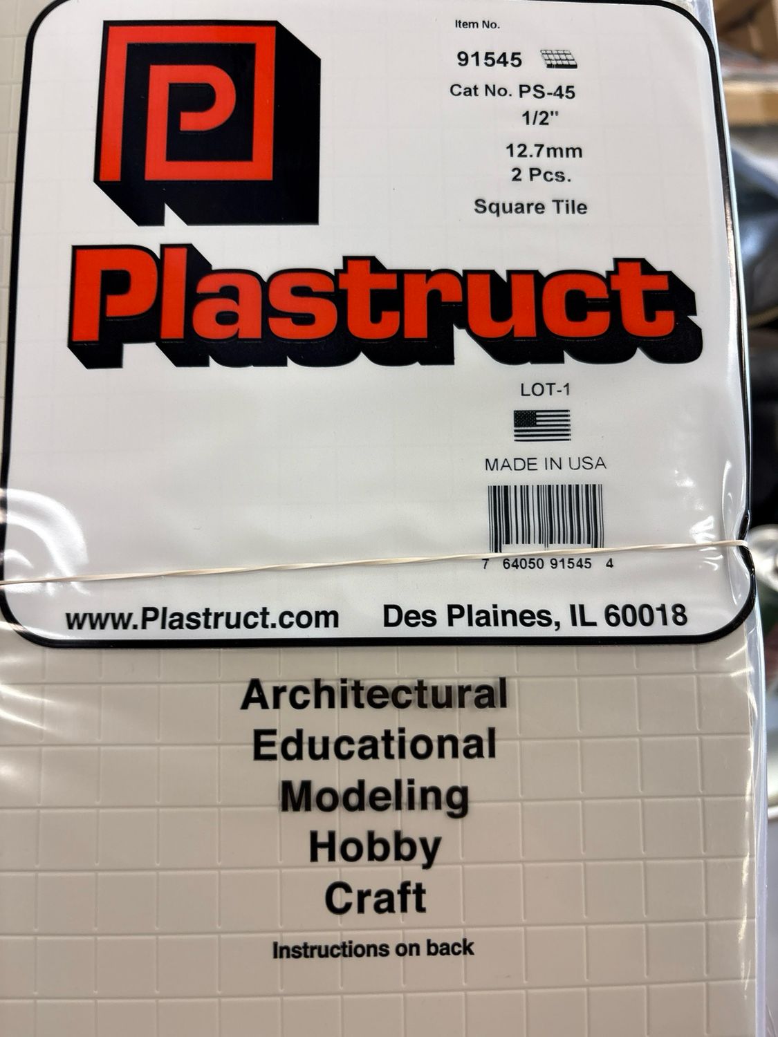 Plastruct 1/2” Square Tile PS-45 Plastruct 1/2” Square Tile PS-45