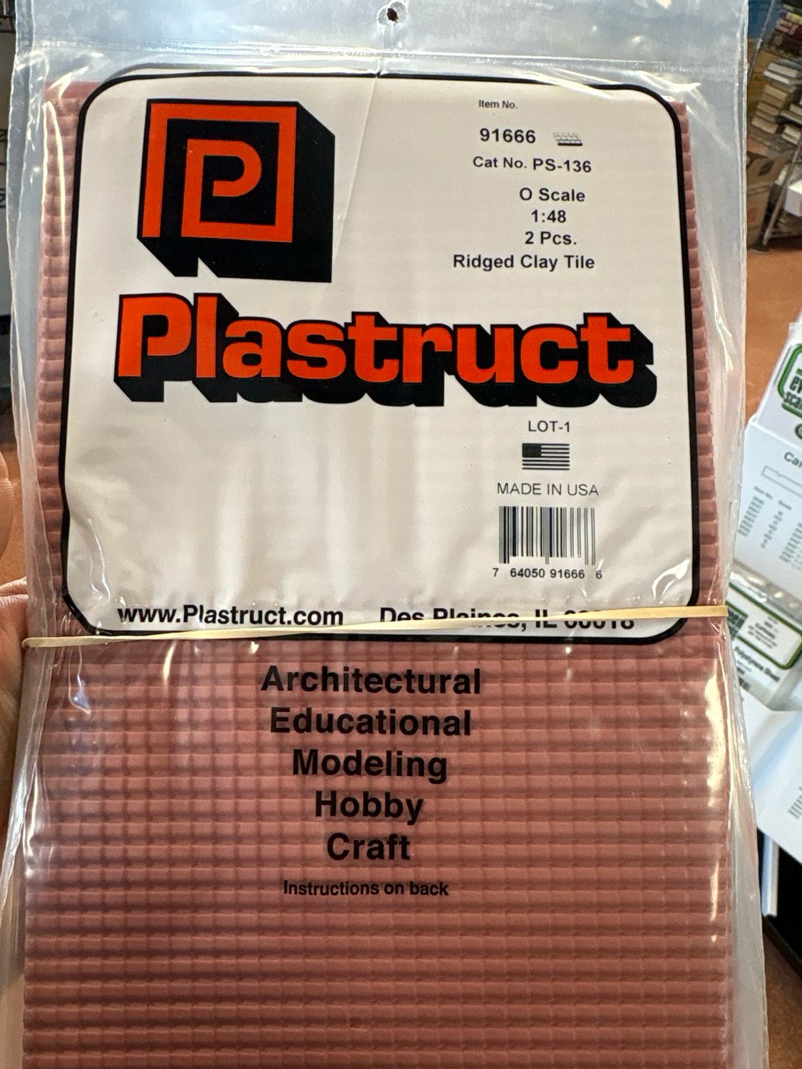 Plastruct O Scale Ridged Clay Tile PS-136