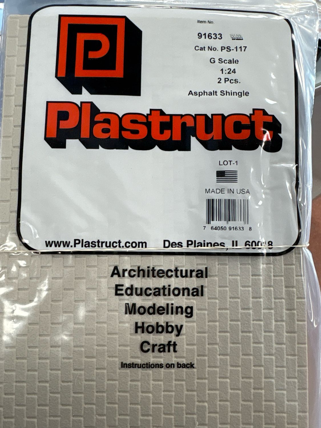 Plastruct G Scale Asphalt Shingle PS-117 Plastruct G Scale Asphalt Shingle PS-117