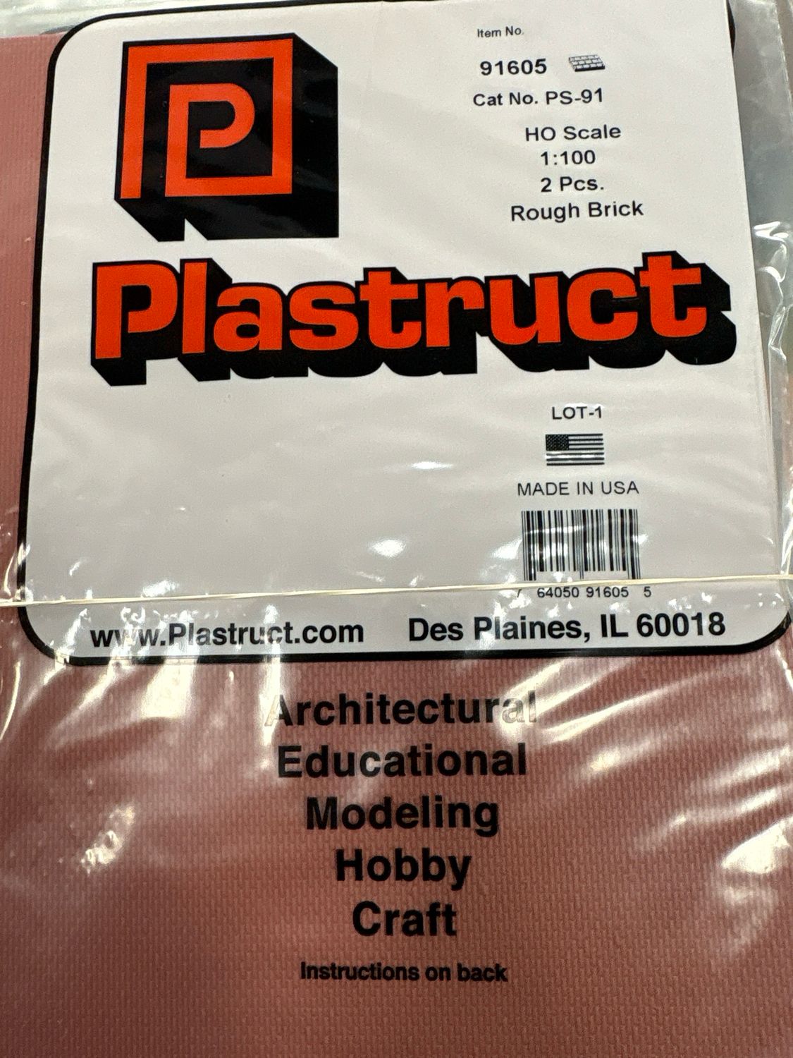Plastruct HO Scale Rough Brick PS-91