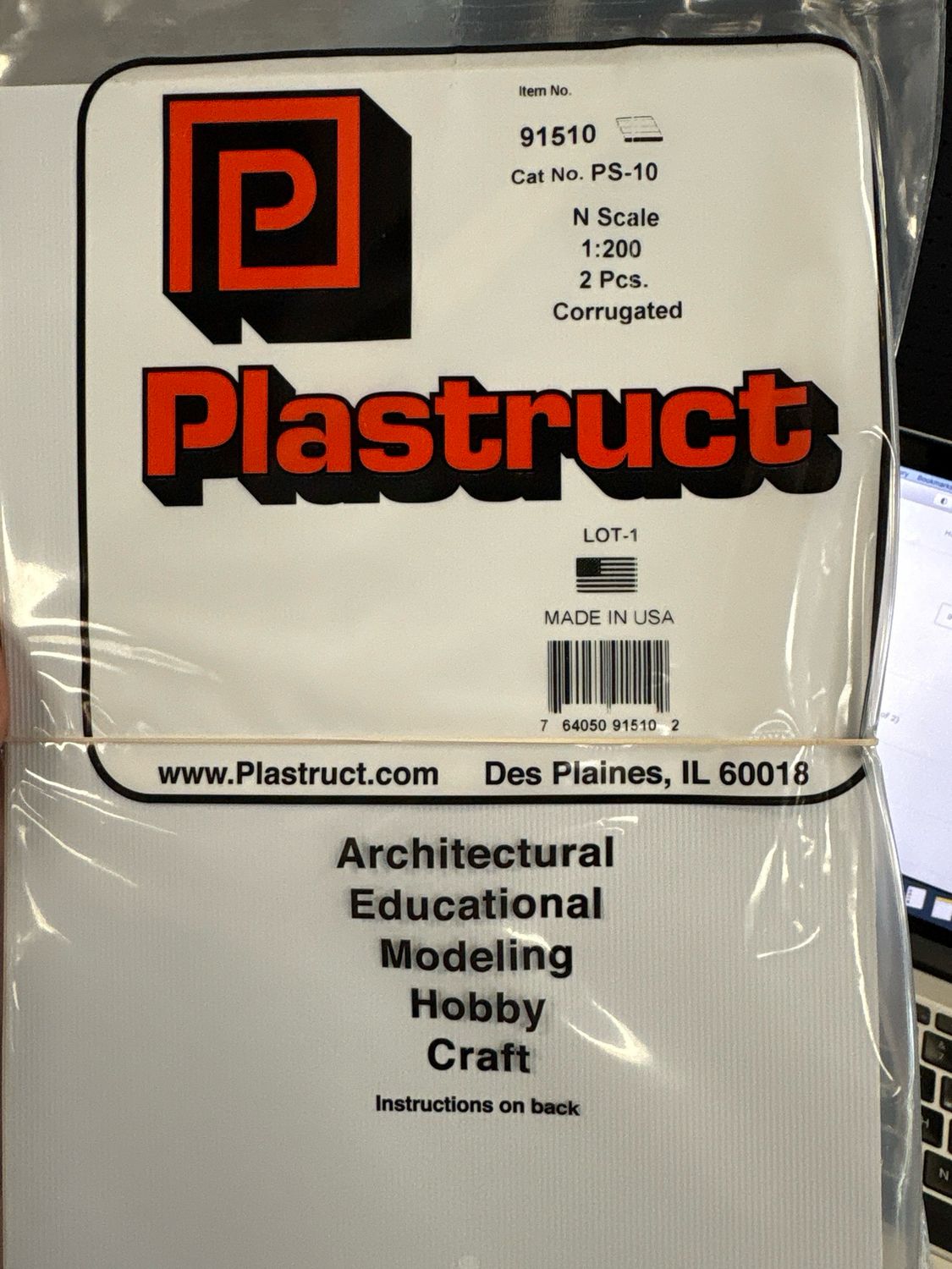Plastruct N Scale Corrugated PS-10